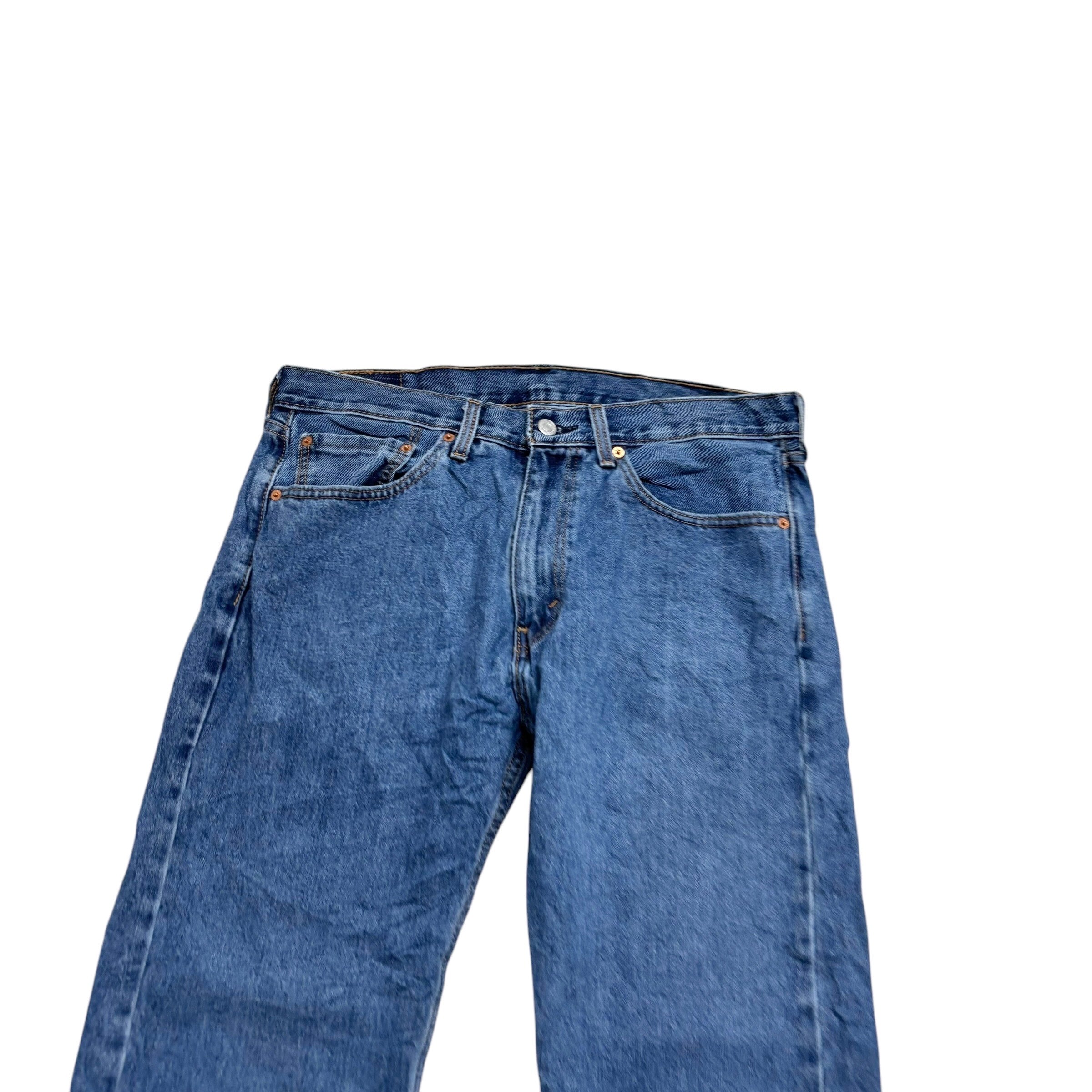 Levis 505 Jeans W35 L30 Mens Mid Blue Regular Straight Fit Denim (E)