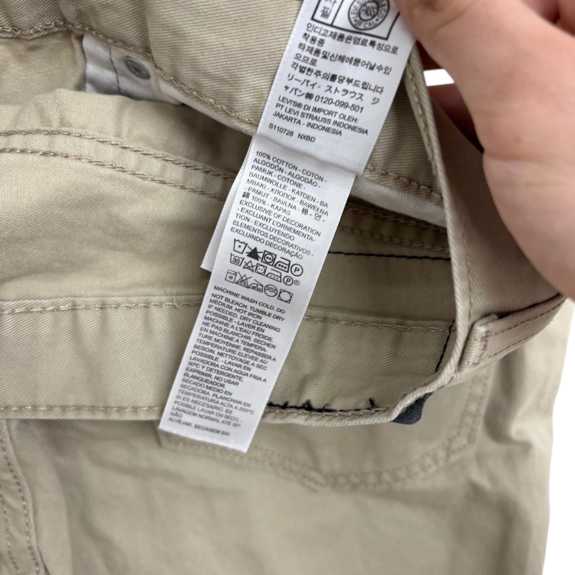 Levis 514 Trousers W32 L30 Mens Cream Regular Straight Fit Cotton Pants (E)