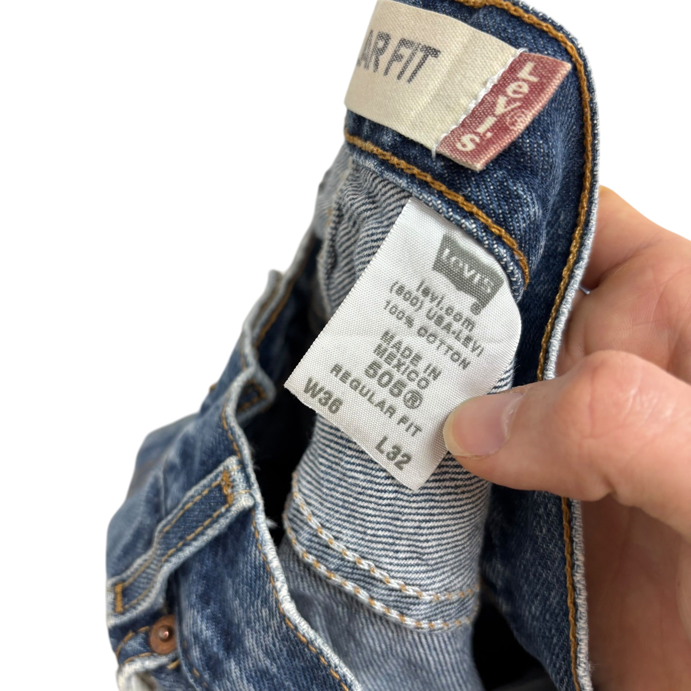 Levis 505 Jeans W36 L32 Mens Mid Blue Regular Straight Fit Vintage Denim