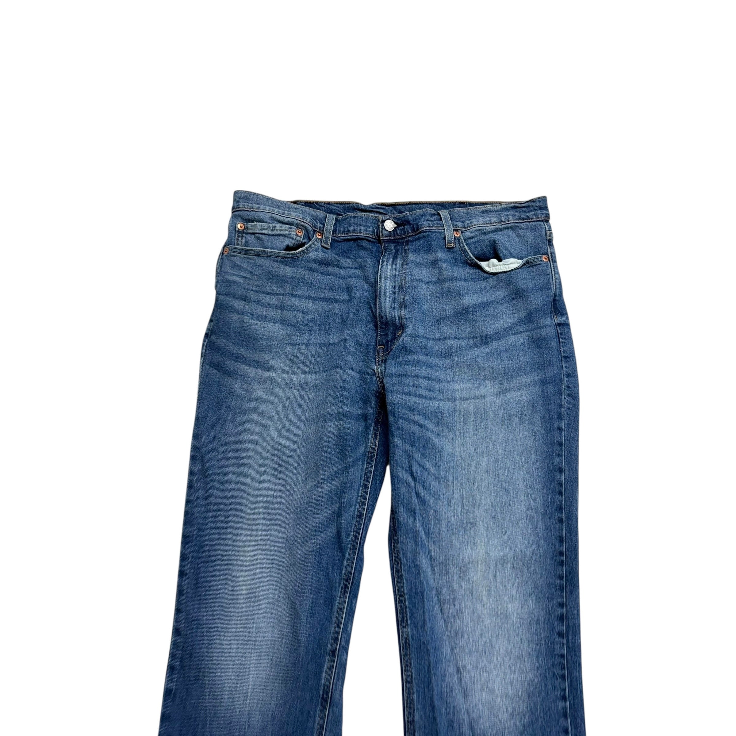 Levis 541 Jeans W38 L32 Mens Mid Blue Athletic Tapered Fit Stretch Denim