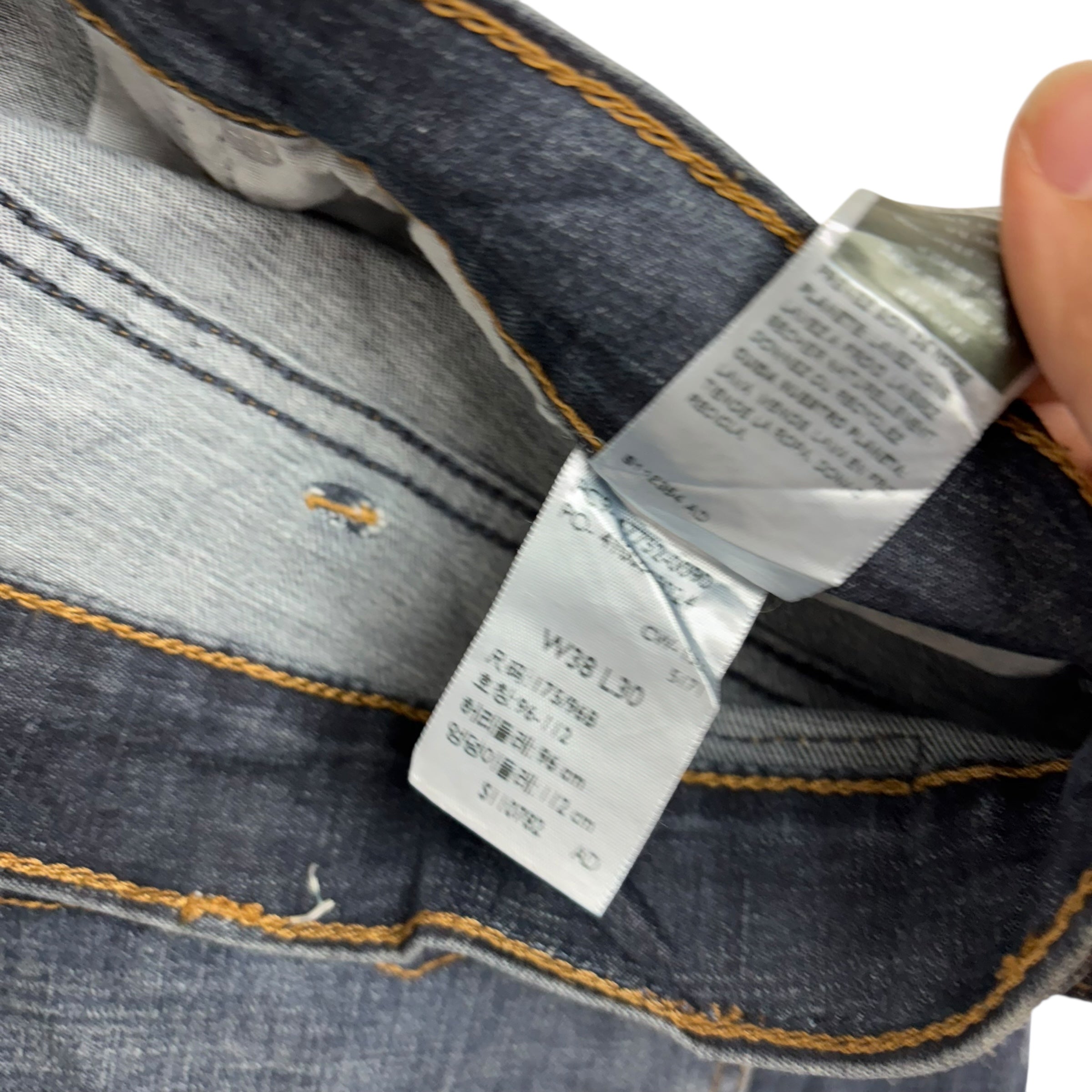 Levis Denizen Jeans W38 L30 Mens Dark Blue Slim Straight Stretch Denim (E)