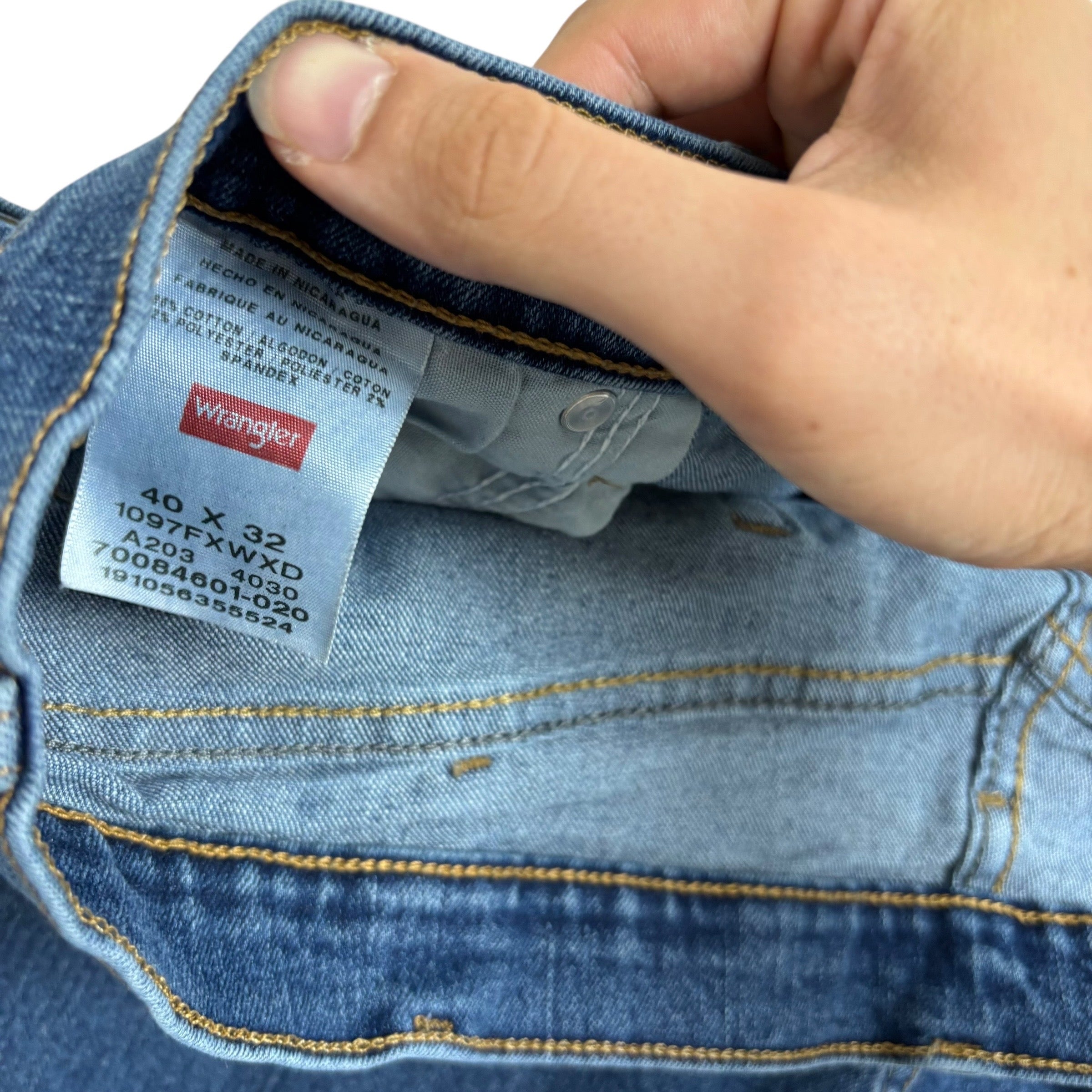 Wrangler Jeans W40 L32 Mens Mid Blue Relaxed Straight Fit Stretch Denim (F)