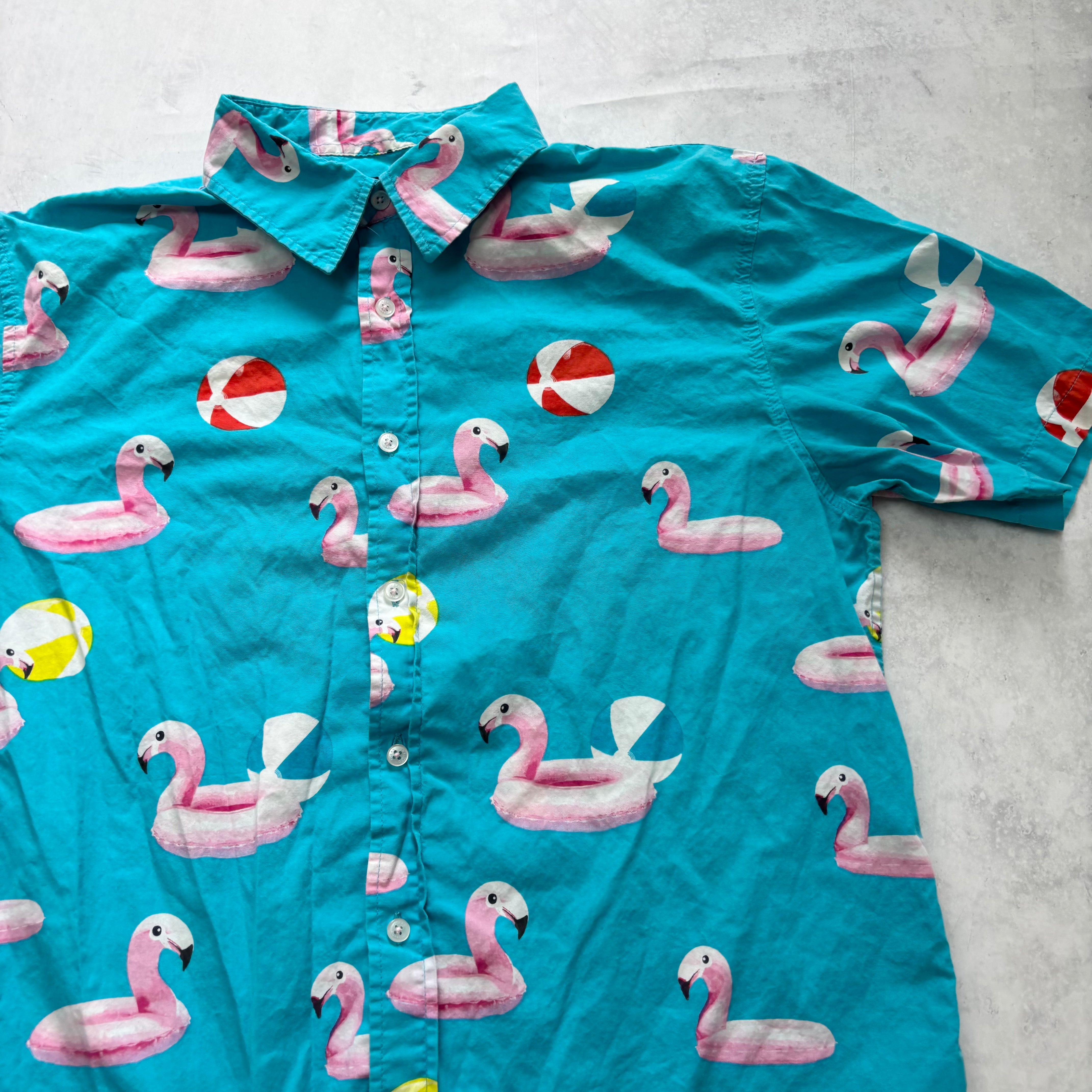 Hawaiian Shirt Mens Large Blue Short Sleeve Cotton Slim Fit (E)