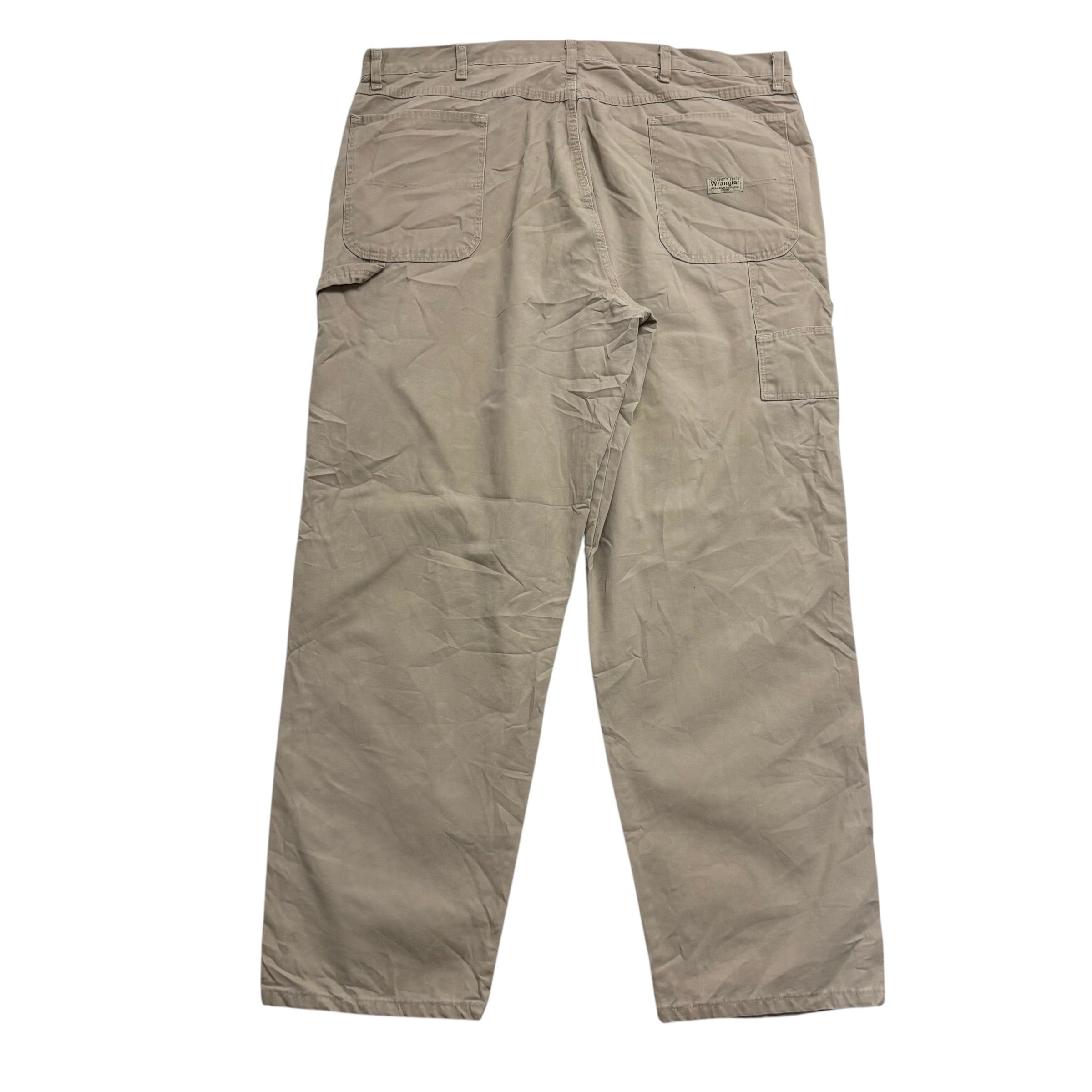 Wrangler Carpenter Pants W42 L32 Mens Beige Relaxed Straight Fit Trousers