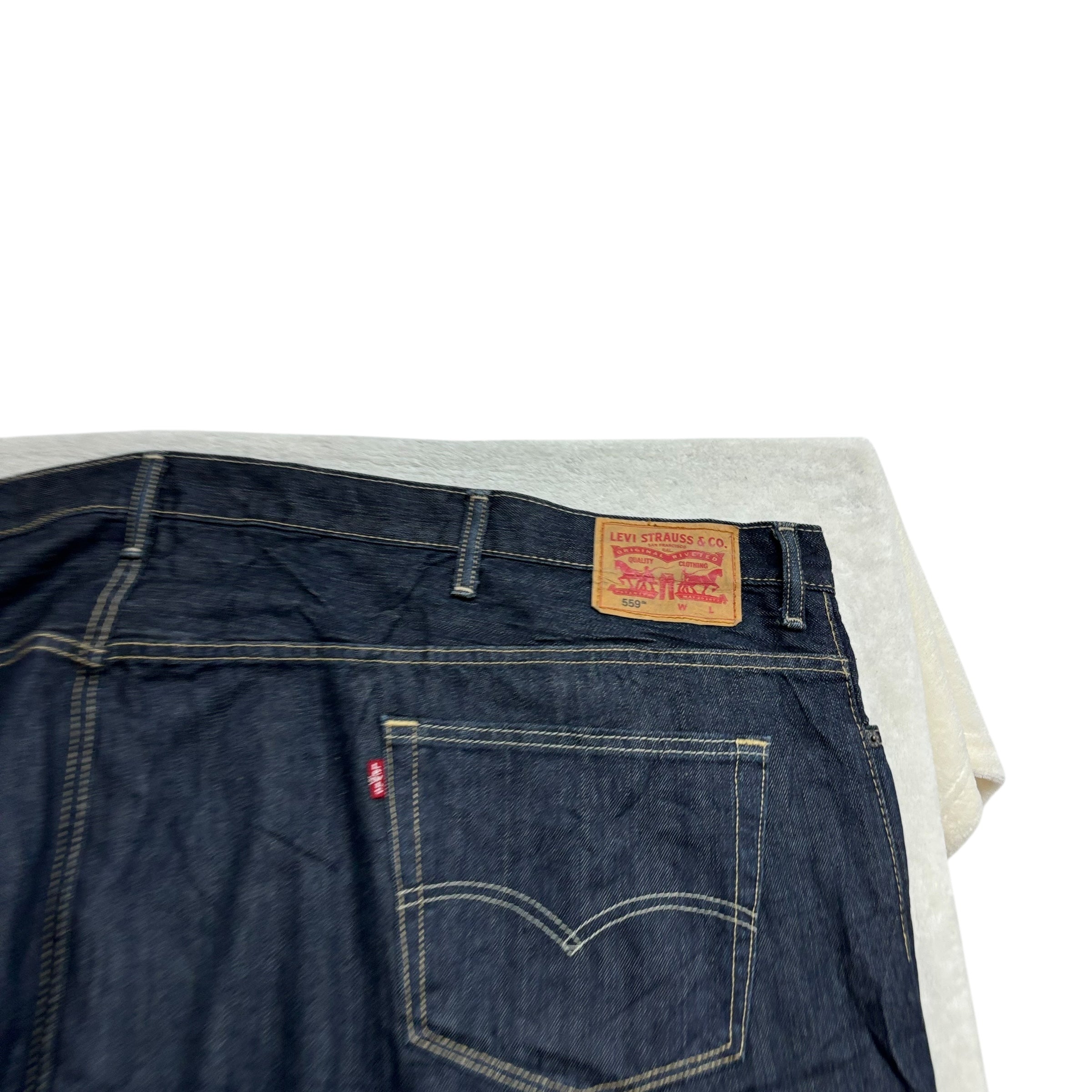 Levis 559 Jeans W58 L30 Mens Dark Blue Baggy Relaxed Straight Fit Denim (E)