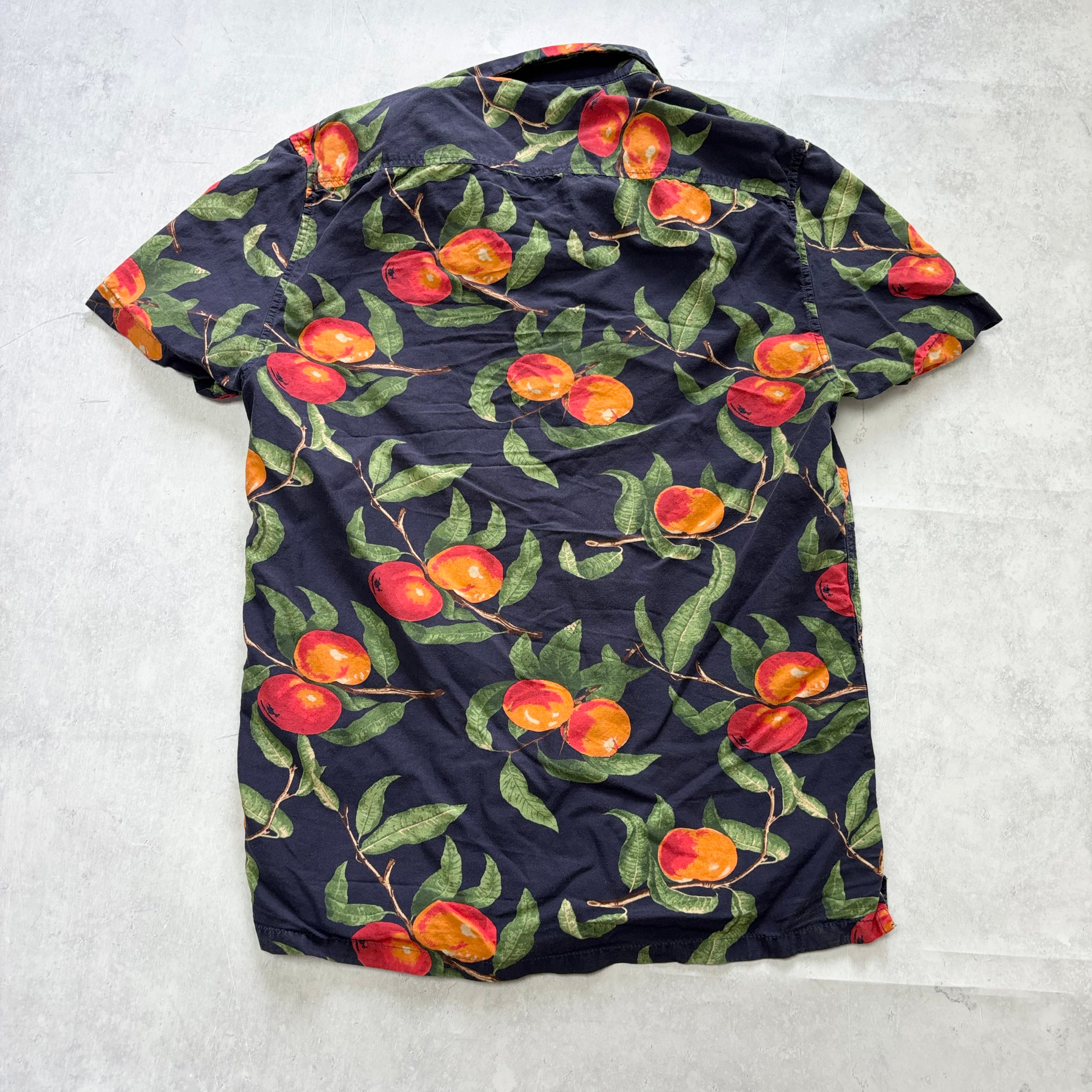 Hawaiian Shirt Mens XS Navy Floral Aloha Short Sleeve Viscose Funky (E)