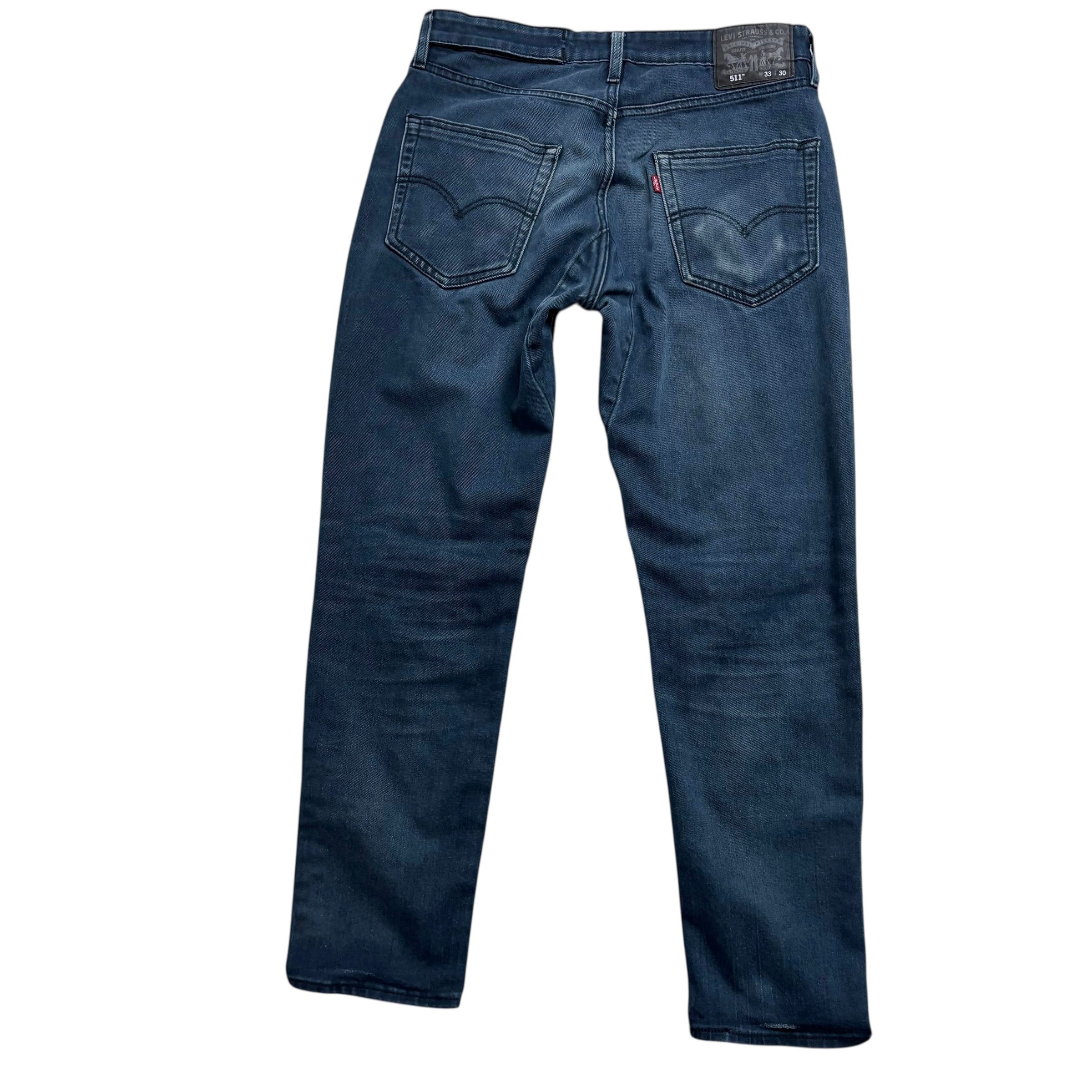 Levis 511 Commuter Jeans W32 L29 Mens Navy Blue Slim Fit Stretch Denim (F)