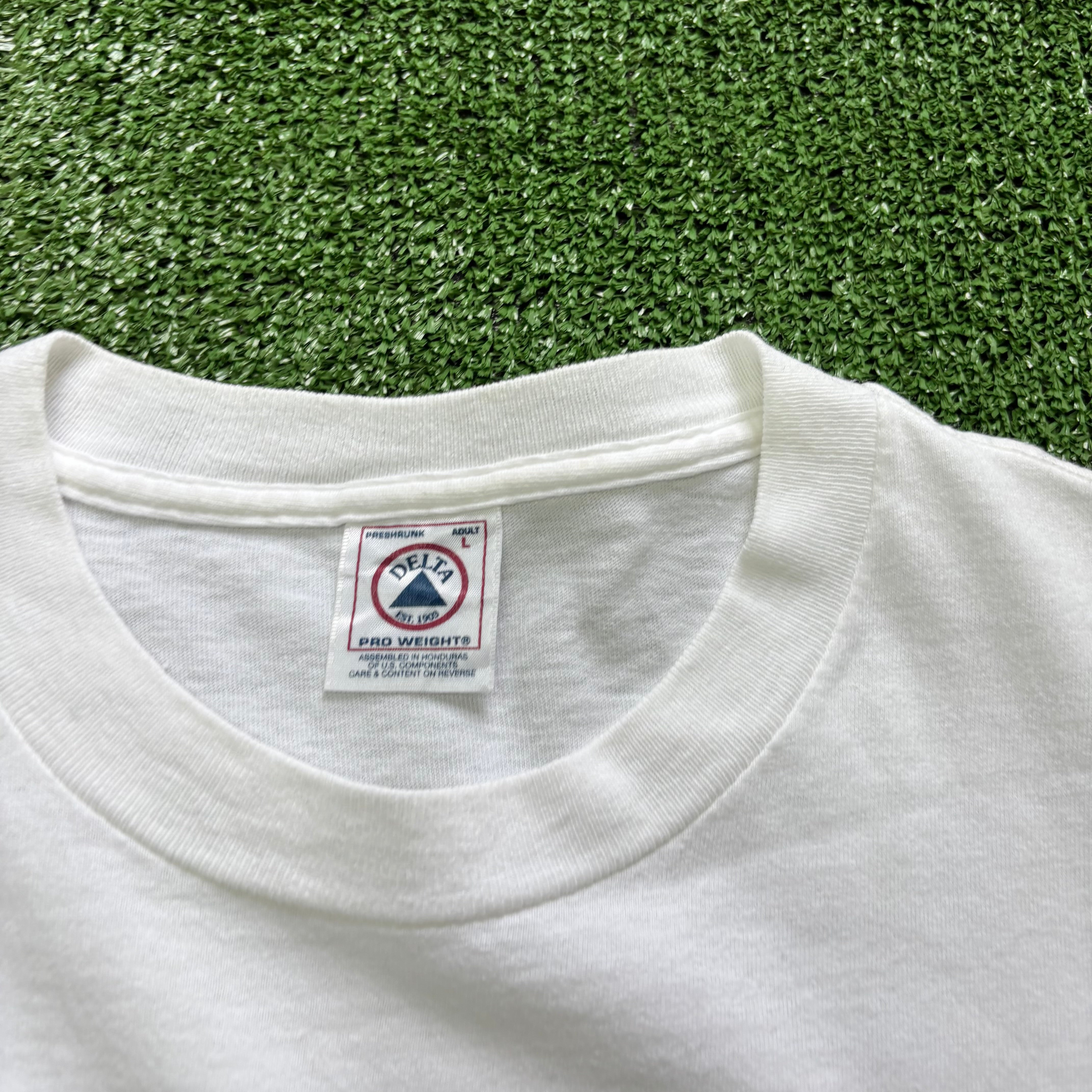 Vintage T Shirt Mens Large White Graphic Print 90s USA Tourist (E)