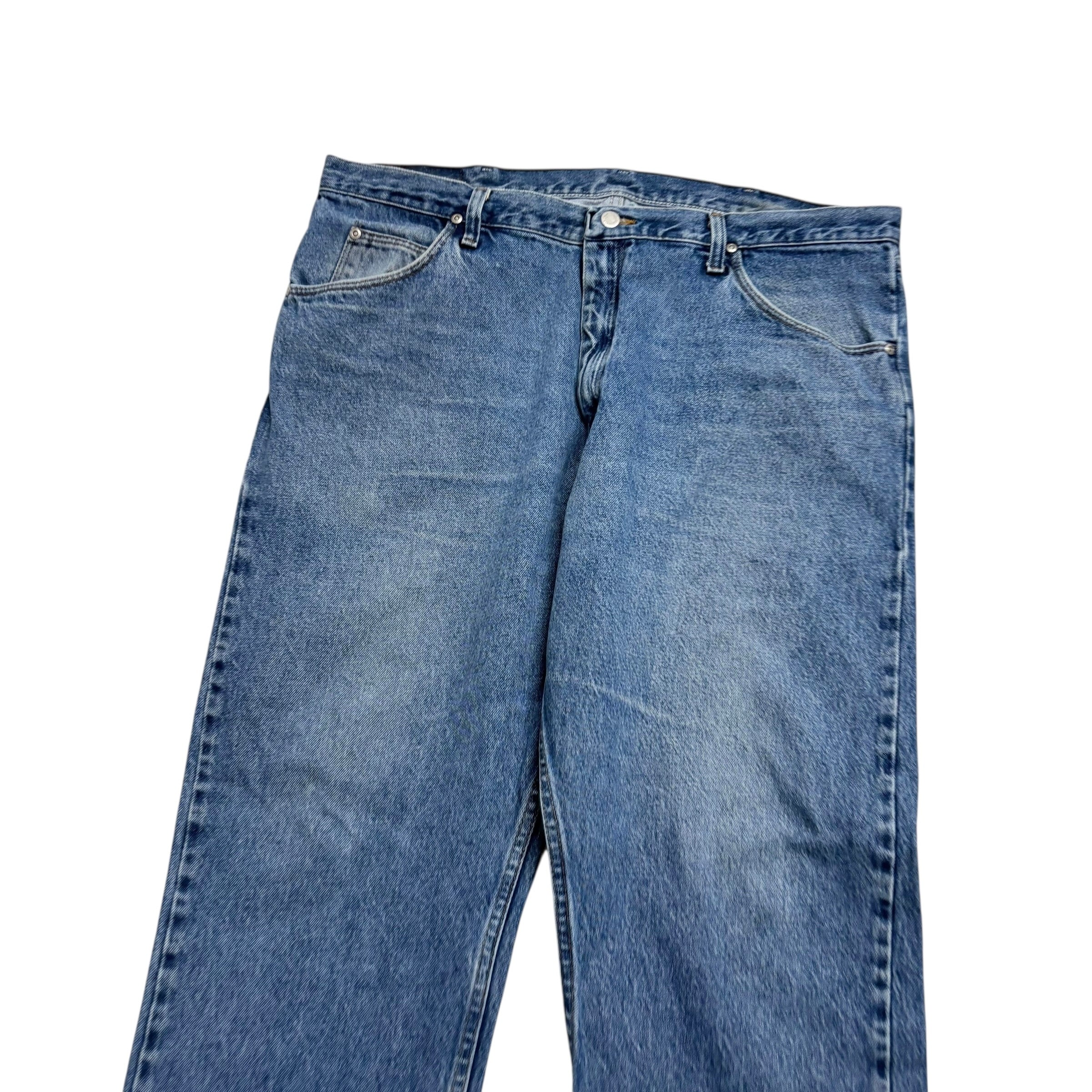 Wrangler Jeans W40 L30 Mens Mid Blue Relaxed Straight Fit Vintage Denim (F)
