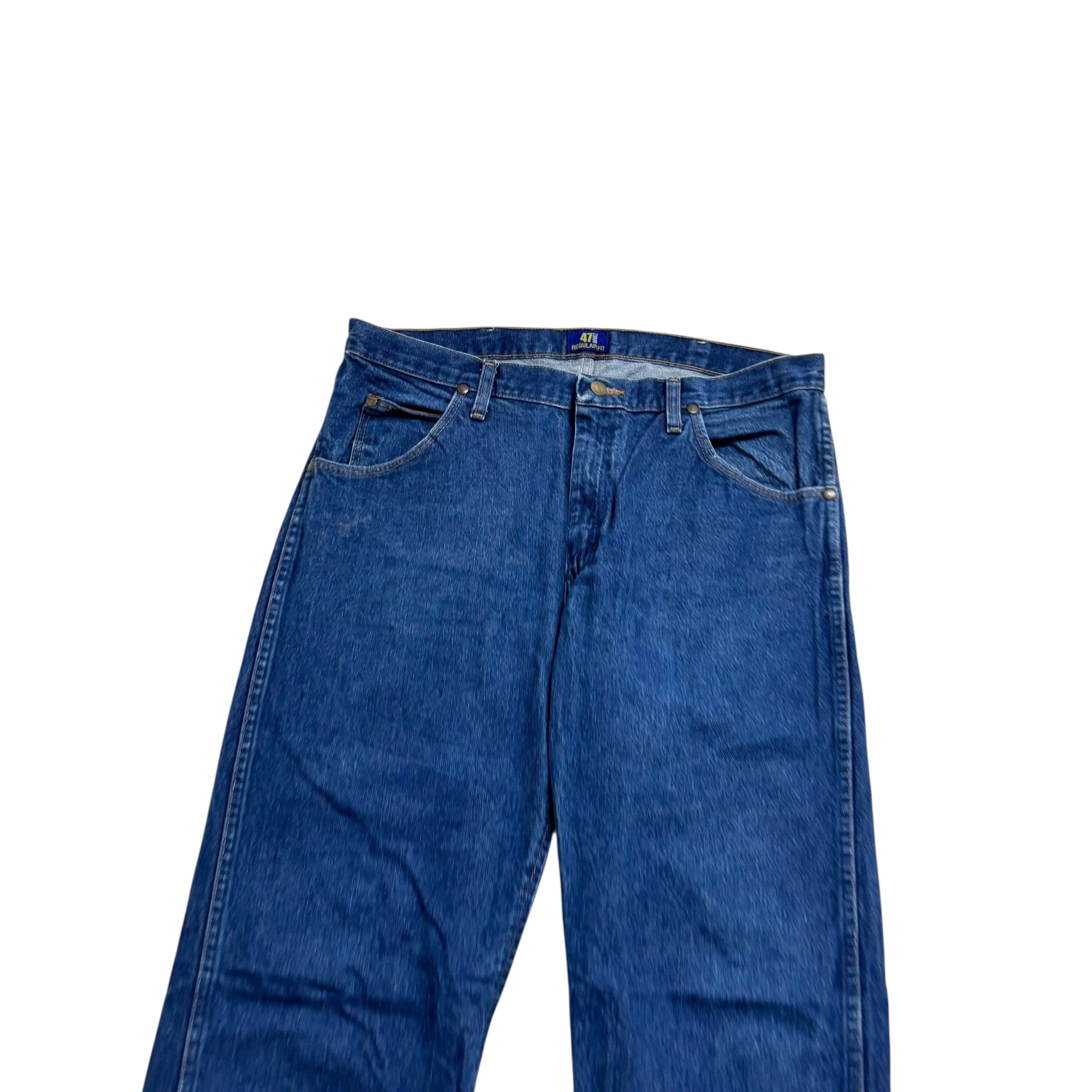 Wrangler Jeans Cowboy Cut W35 L32 Mens Dark Blue 47MWZ Original Fit Denim (E)