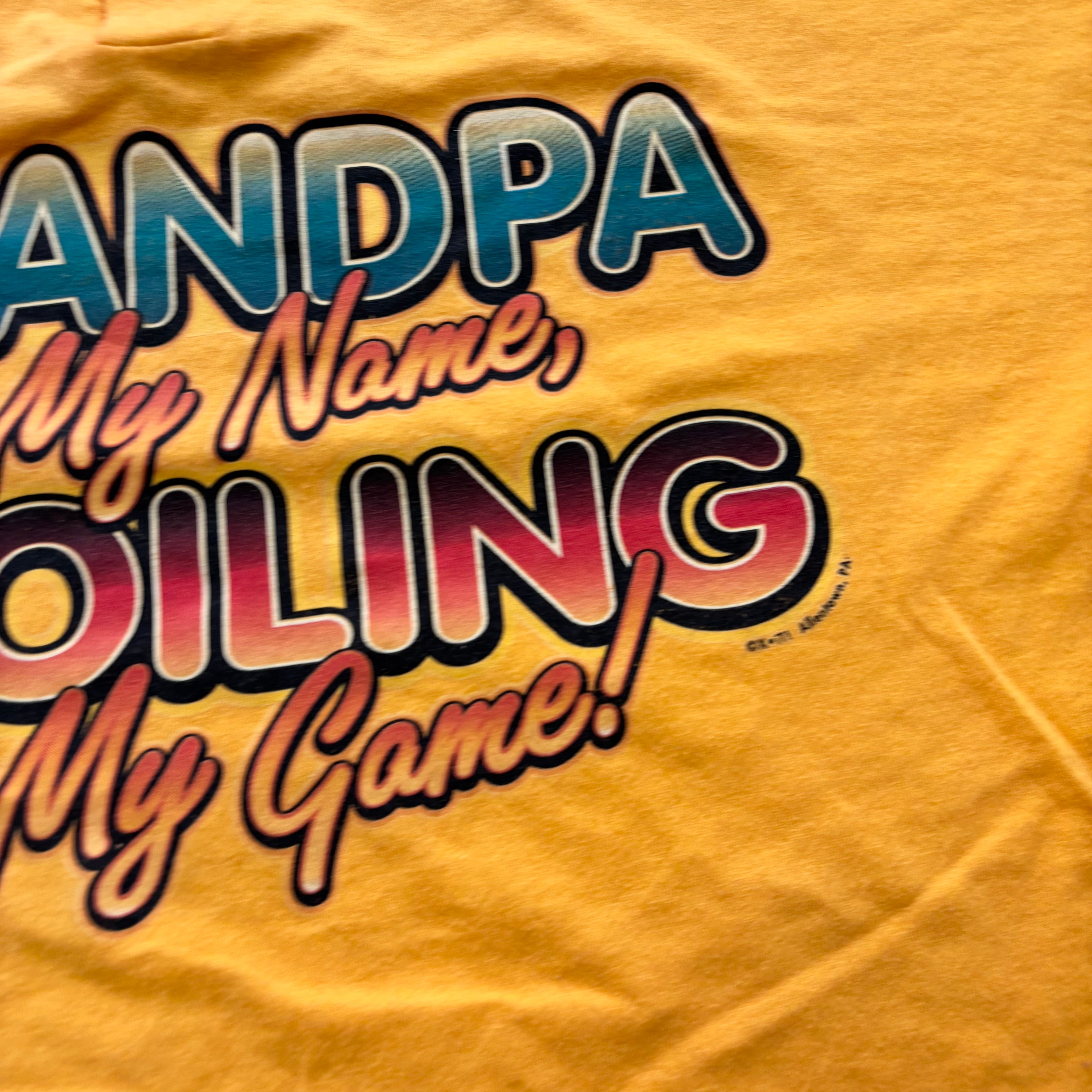 Vintage T Shirt Mens XXL Yellow Single Stitch Graphic Print 90s Funny (E)