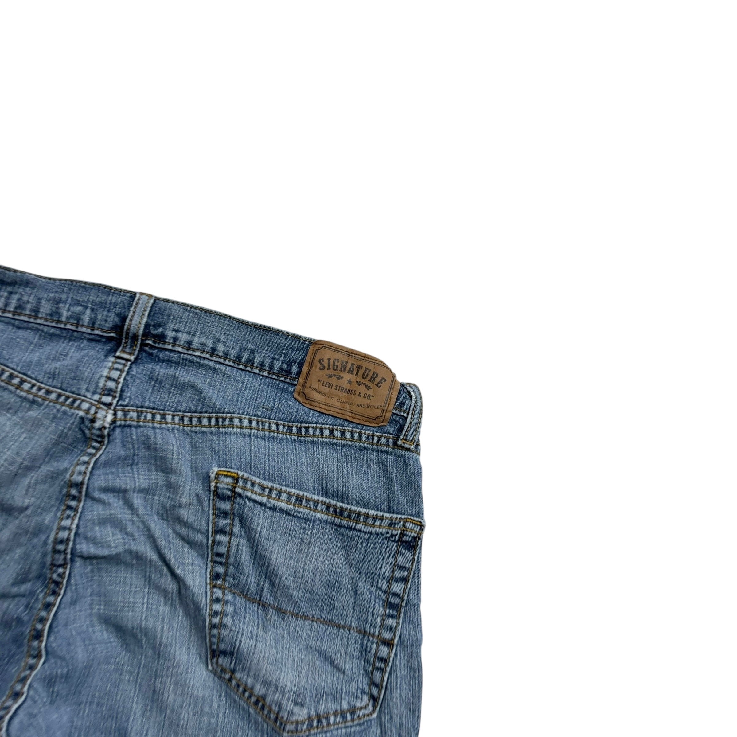 Levis Signature Jeans W34 L28 Mens Mid Blue Relaxed Straight Fit Denim (F)