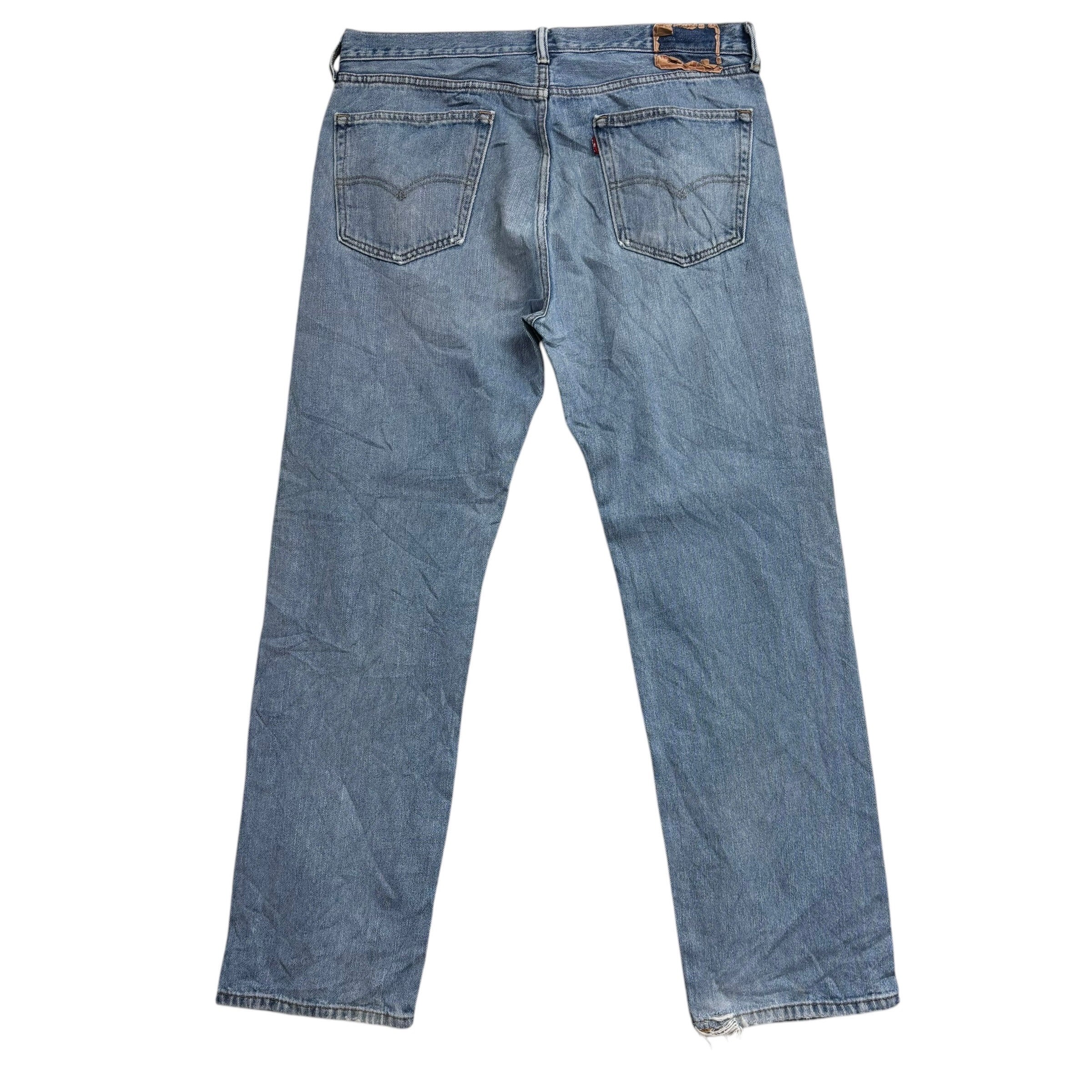 Levis 505 Jeans W36 L32 Mens Light Blue Regular Straight Fit Vintage Denim (F)