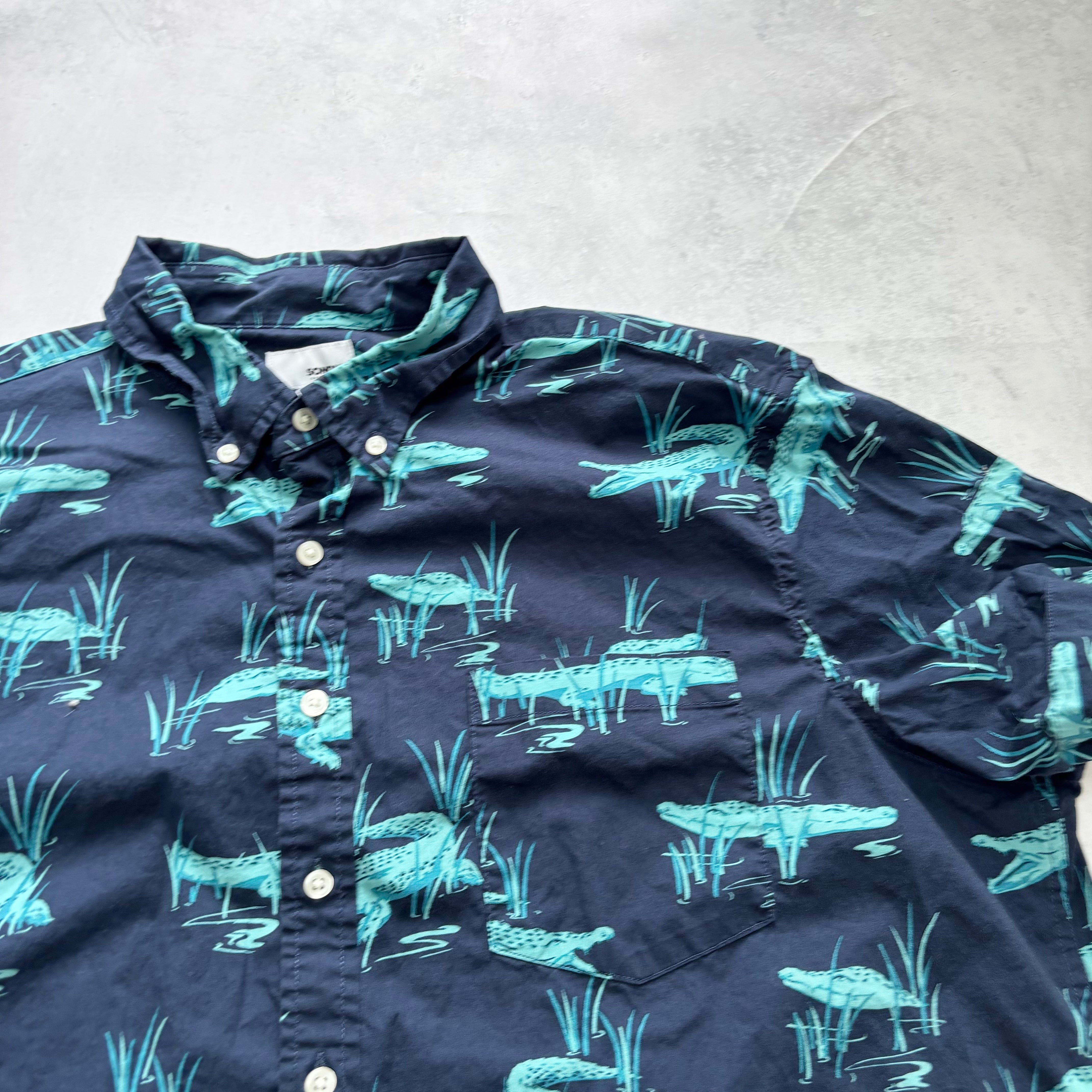 Sonoma Hawaiian Shirt Mens XXL Navy Aloha Short Sleeve Cotton Regular Fit (E)