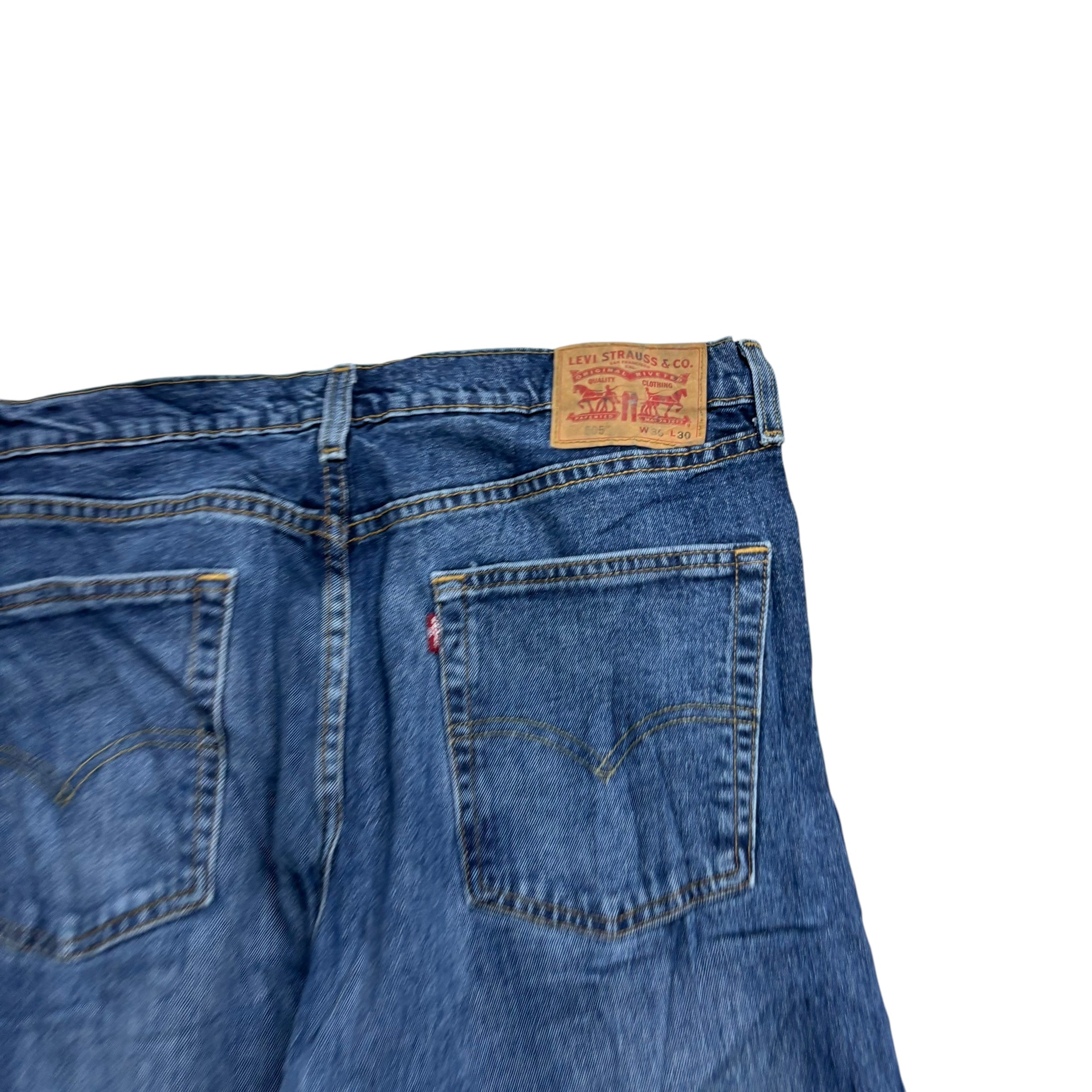 Levis 505 Jeans W34 L30 Mens Mid Blue Regular Straight Fit Stretch Denim