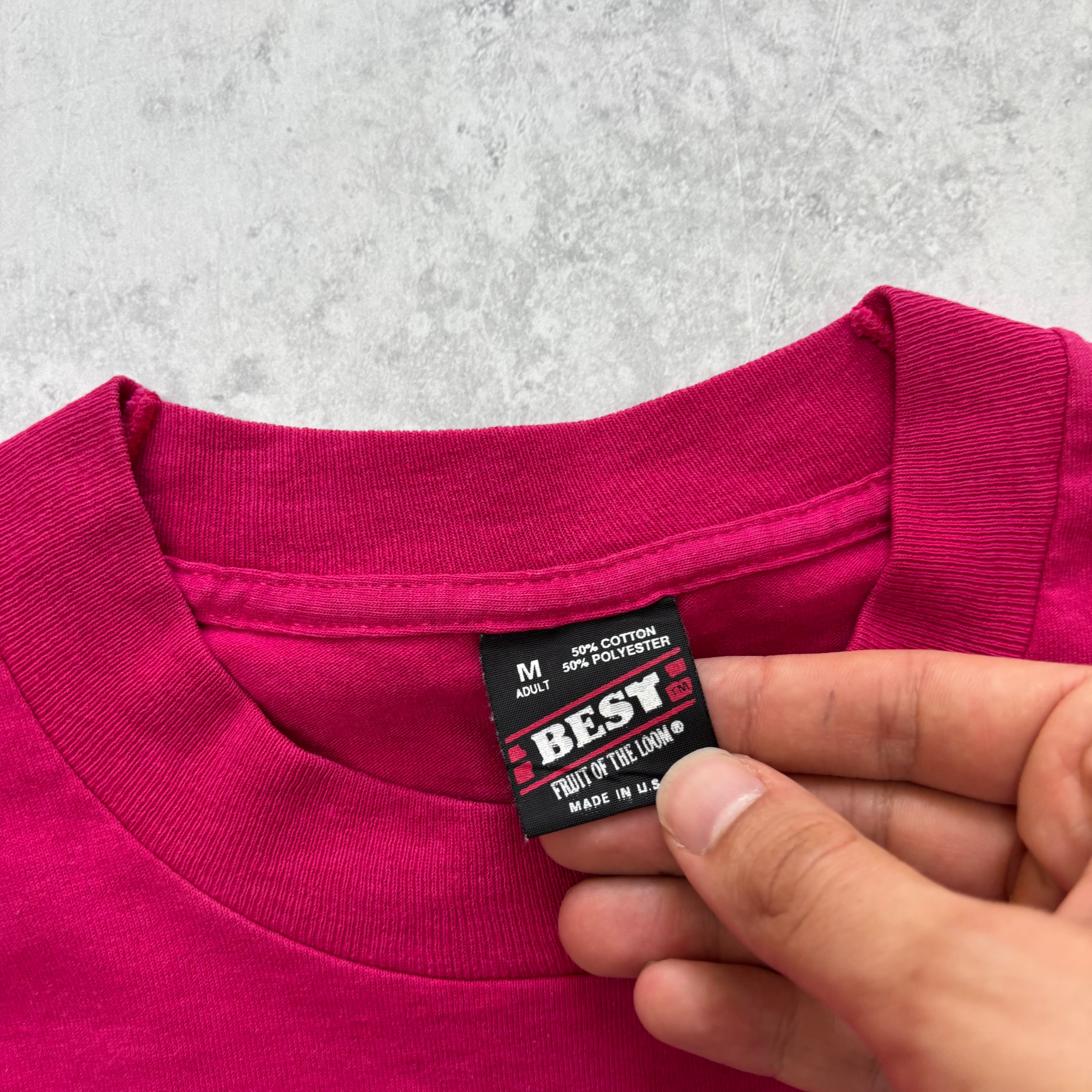 Vintage T Shirt Mens Small Pink Single Stitch Graphic Print 90s USA Tourist (E)