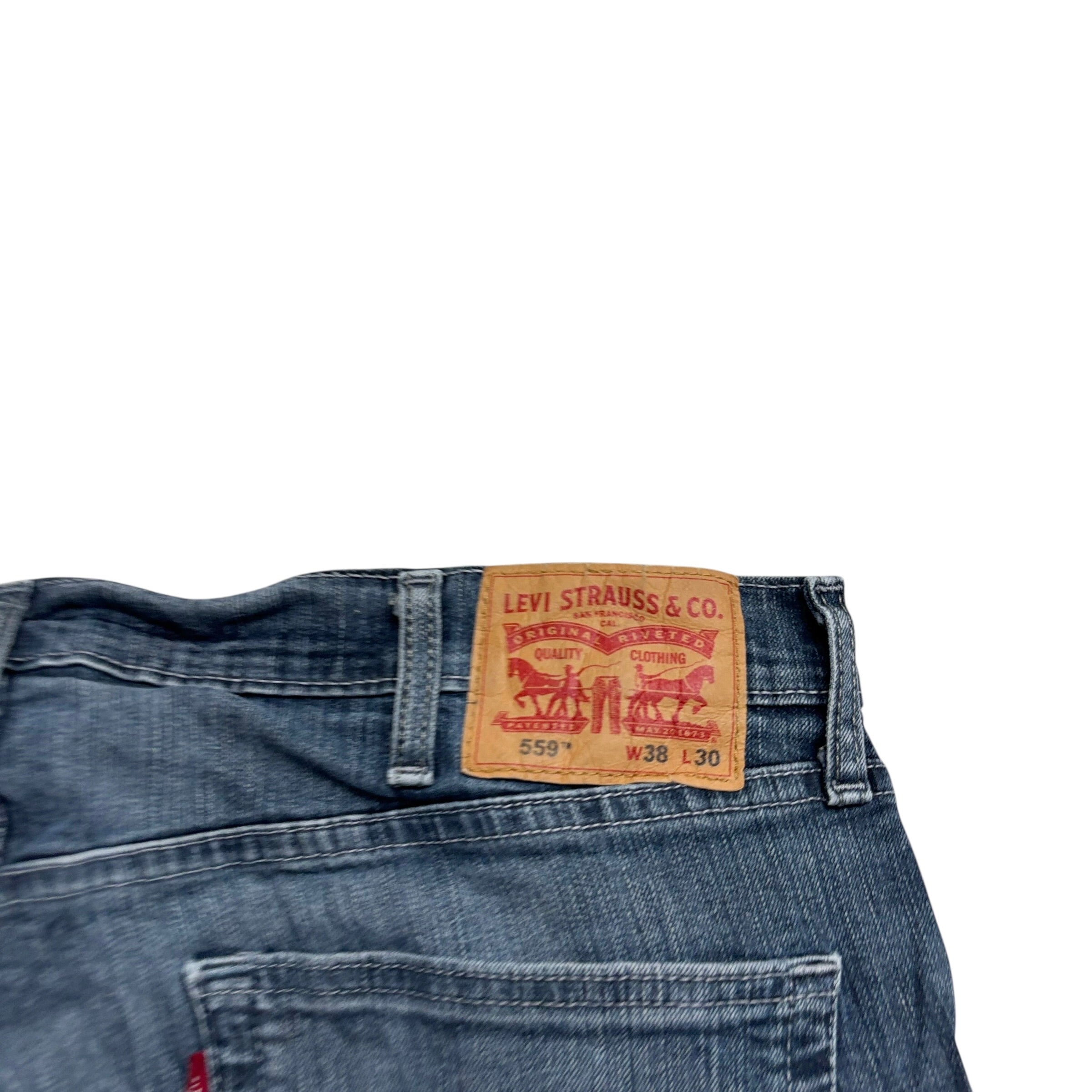 Levis 559 Jeans W38 L30 Mens Dark Blue Relaxed Straight Fit Stretch Denim (E)