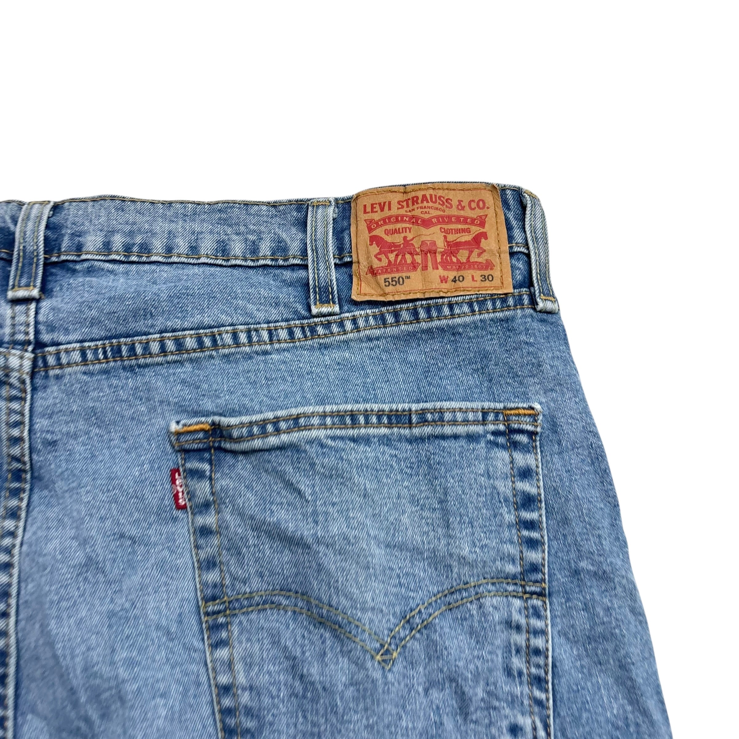 Levis 550 Jeans W40 L30 Mens Light Blue Relaxed Straight Fit Stretch Denim (E)