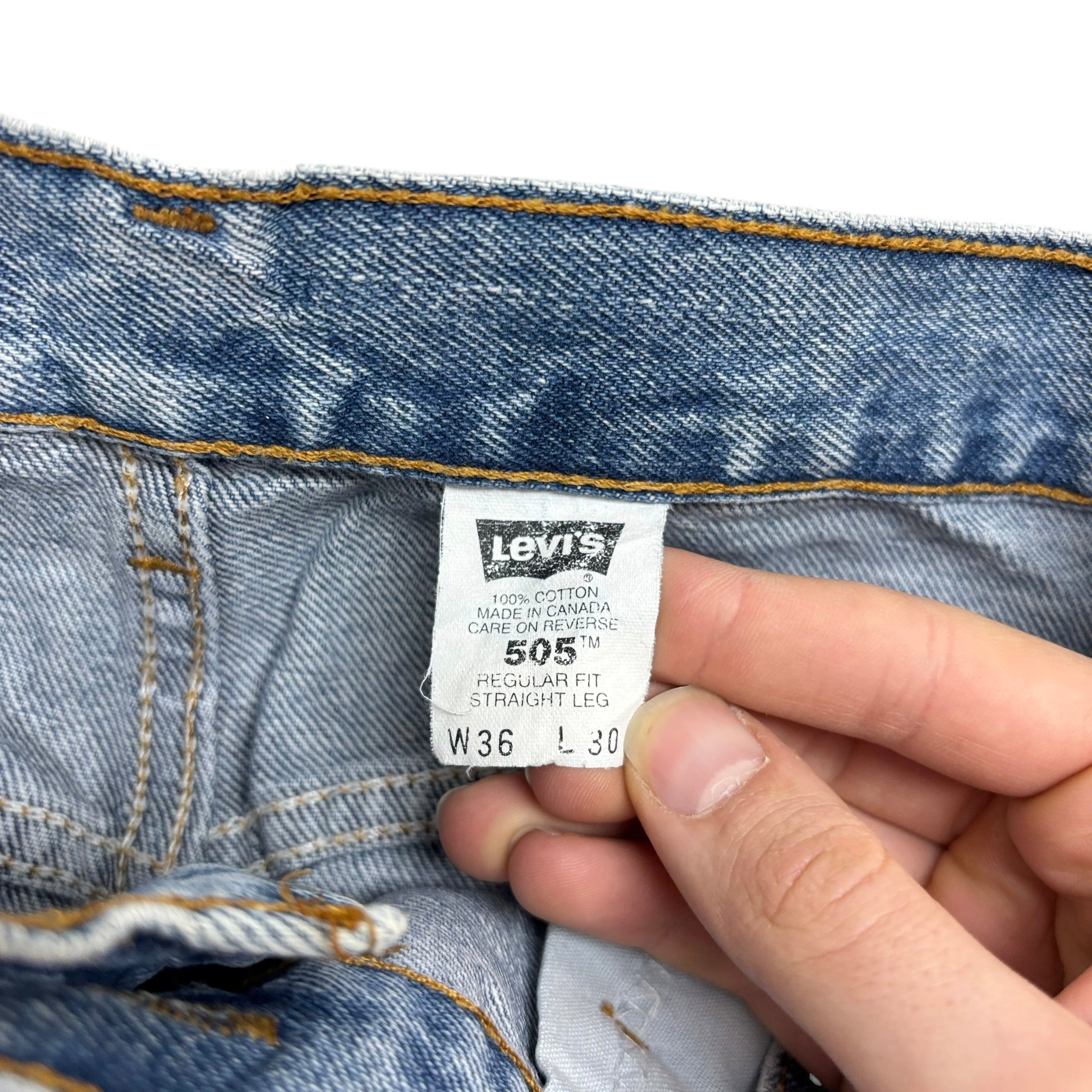 Levis 505 Jeans W35 L30 Mens Light Blue Regular Straight Fit Vintage Denim (E)