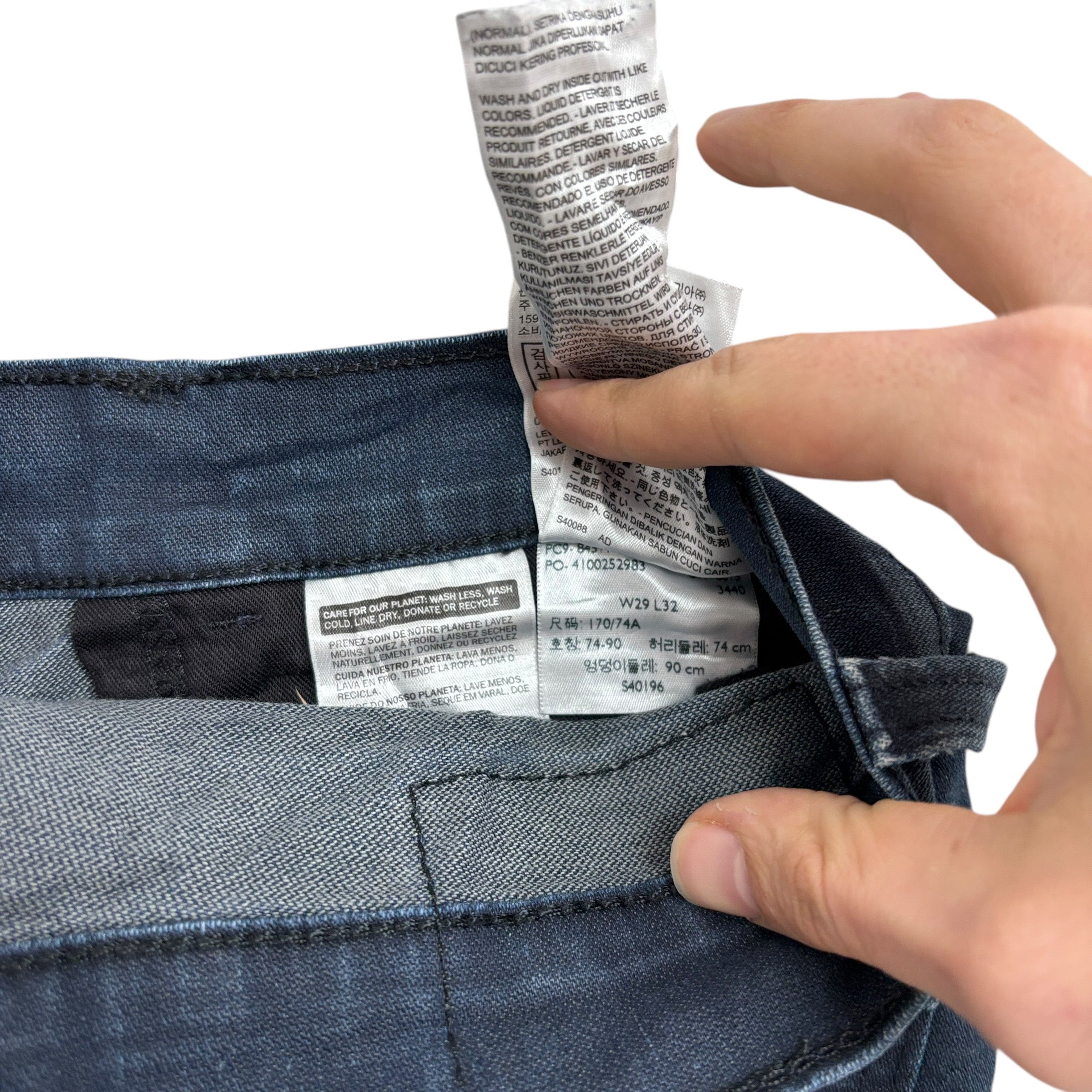 Levis 511 Jeans W29 L31 Mens Navy Blue Slim Fit Stretch Waxed Denim (E)