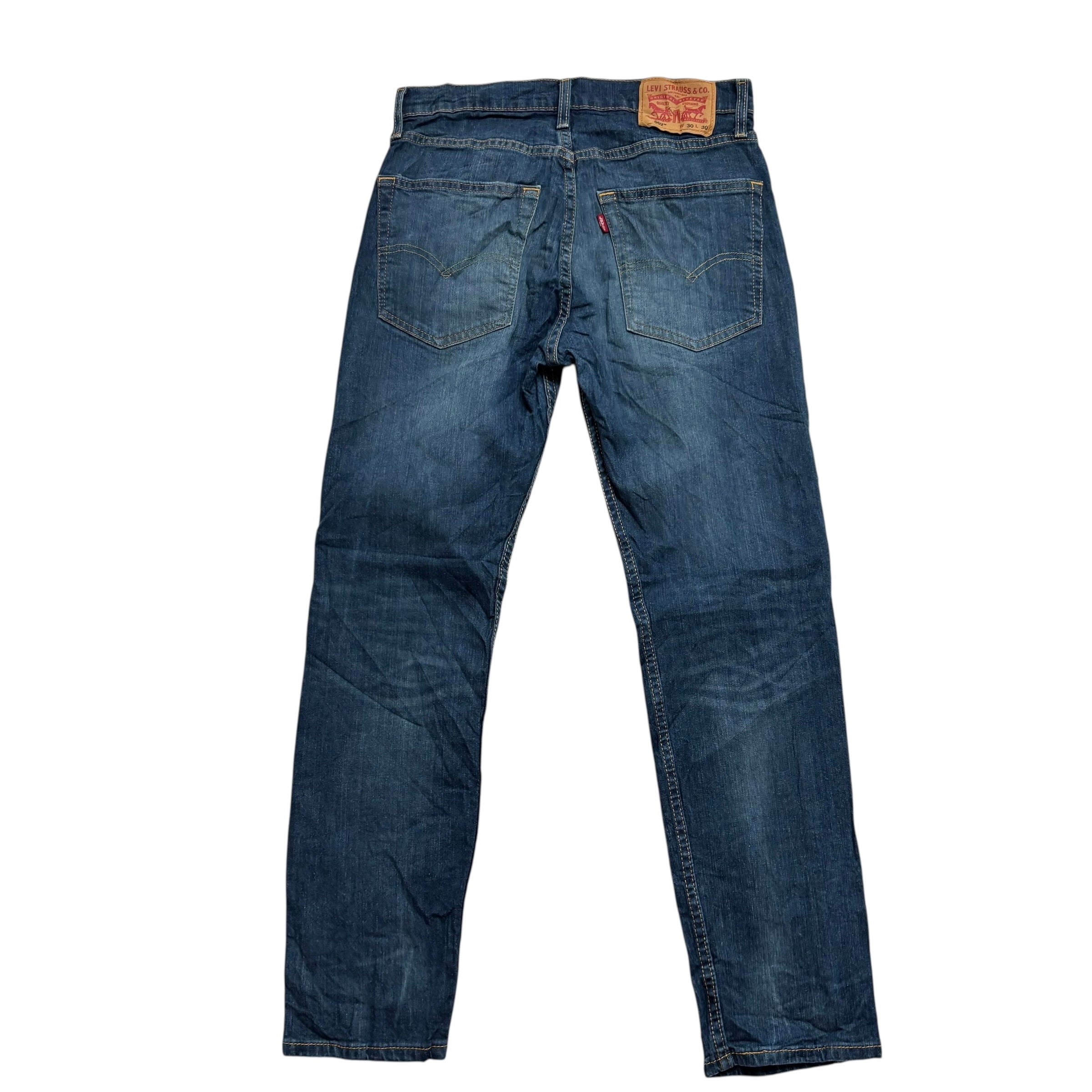 Levis 502 Jeans W30 L30 Mens Dark Blue Regular Tapered Fit Stretch Denim (E)