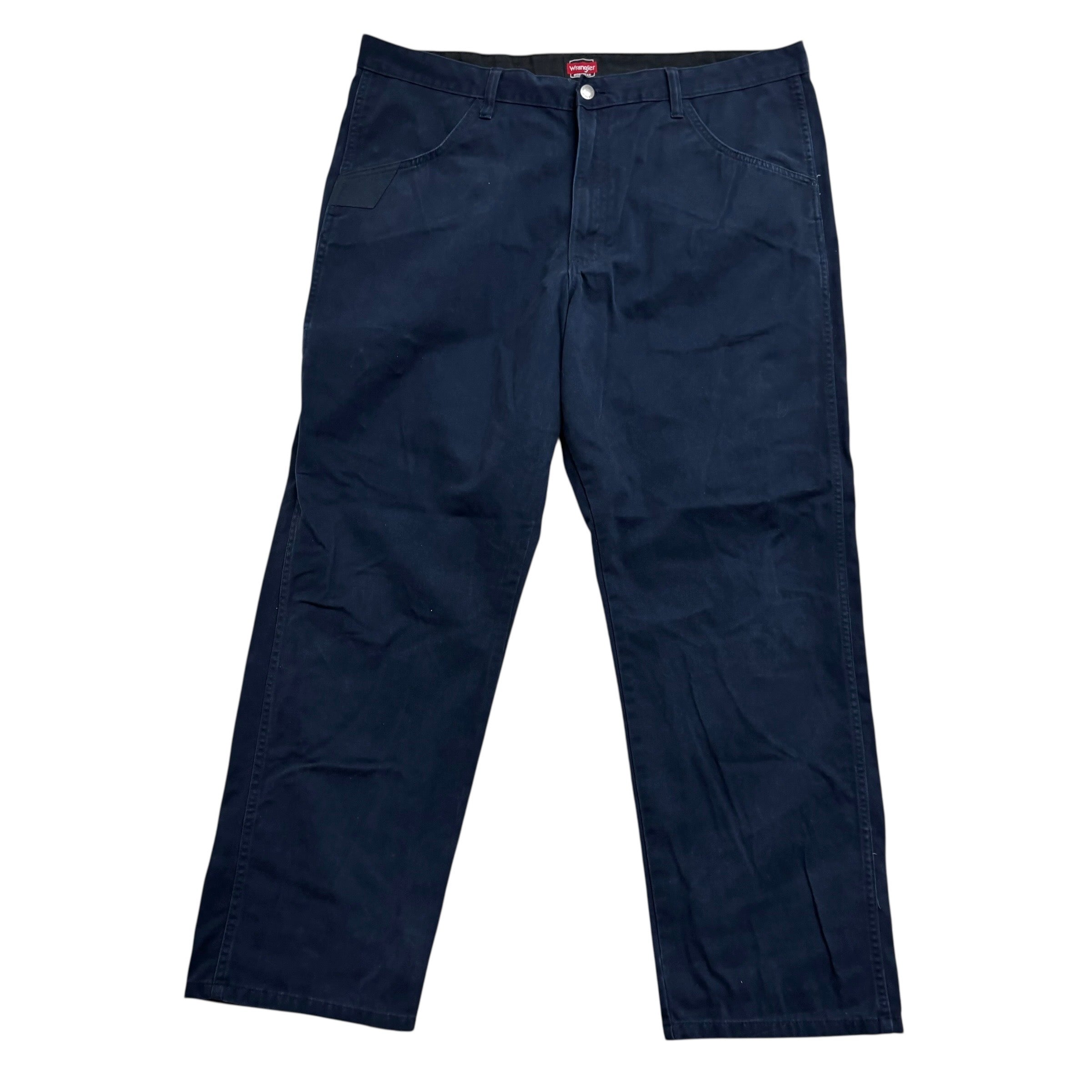 Wrangler Trousers W40 L30 Mens Navy Relaxed Straight Fit Pants