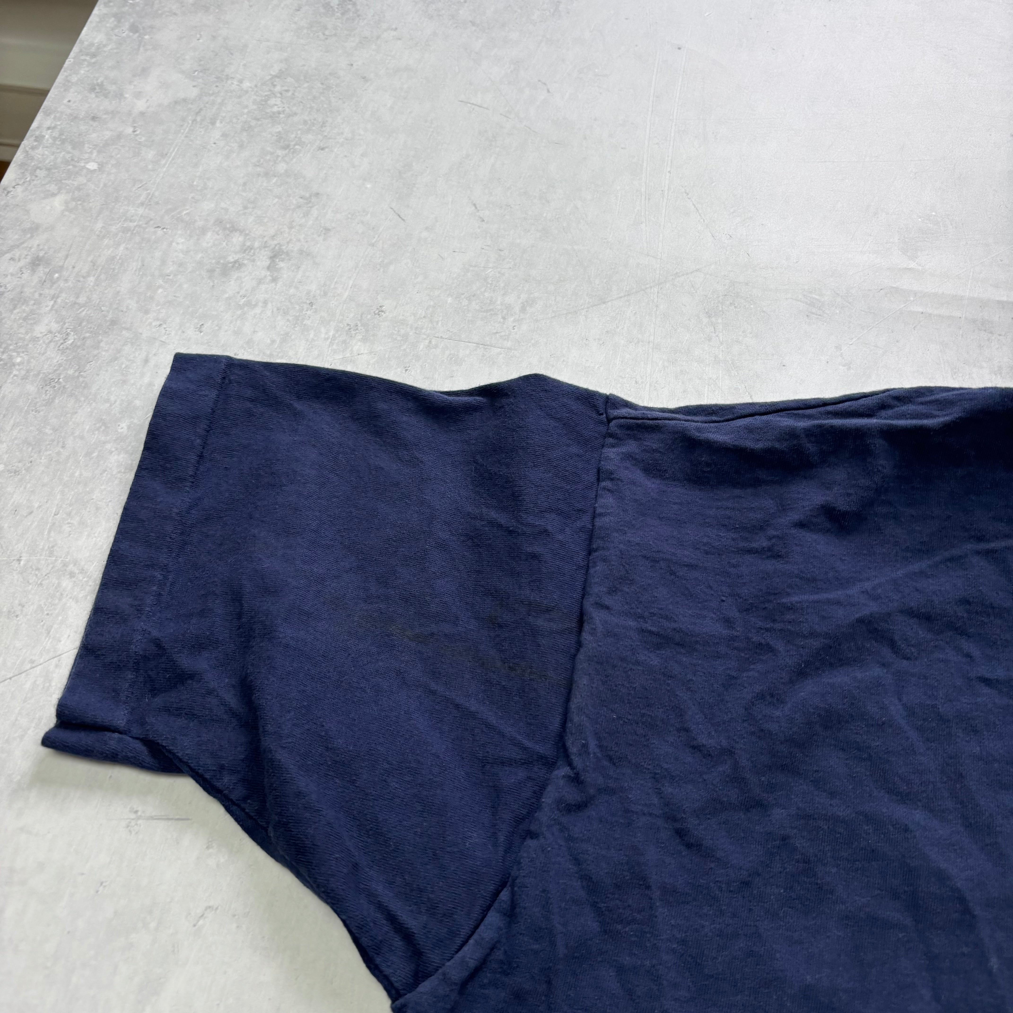 Vintage T Shirt Mens Large Navy Blue Single Stitch Graphic Print 90s USA Tourist (F)