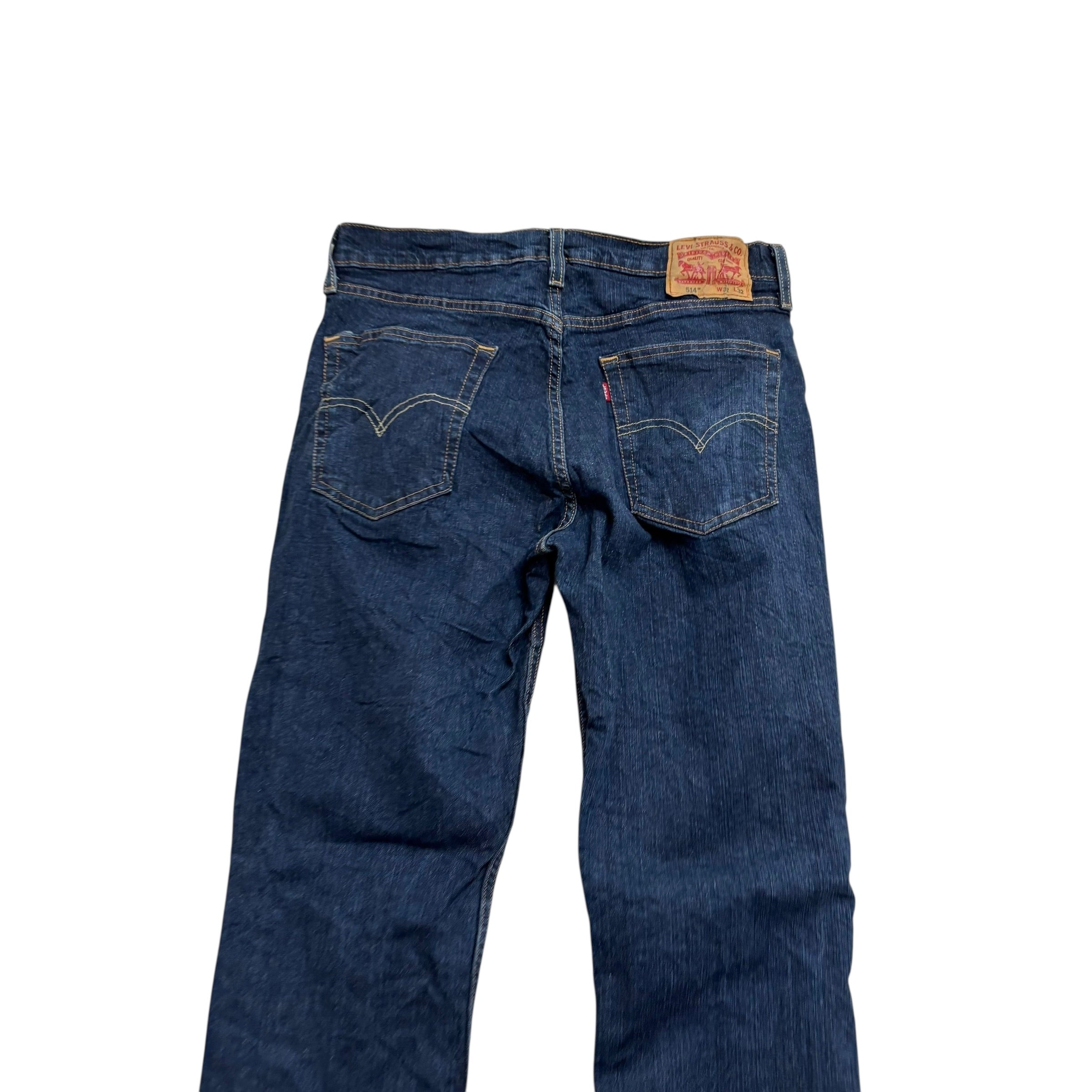 Levis 514 Jeans W32 L32 Mens Dark Blue Regular Straight Fit Stretch Denim (E)