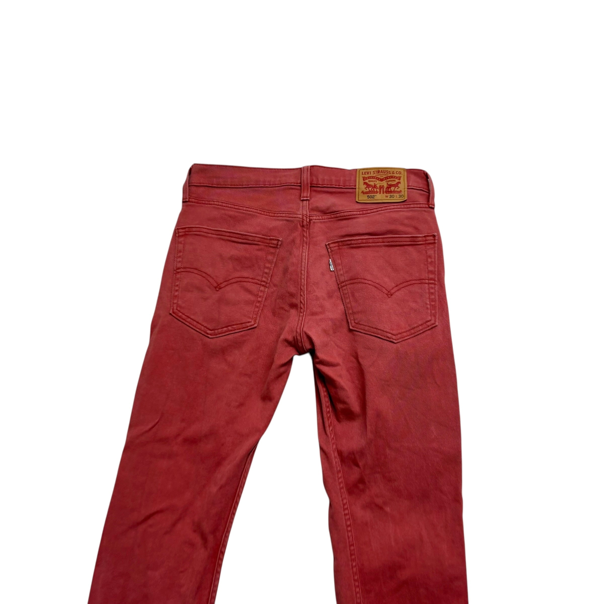 Levis 502 Trousers W30 L30 Mens Pink Regular Tapered Fit Stretch Pants
