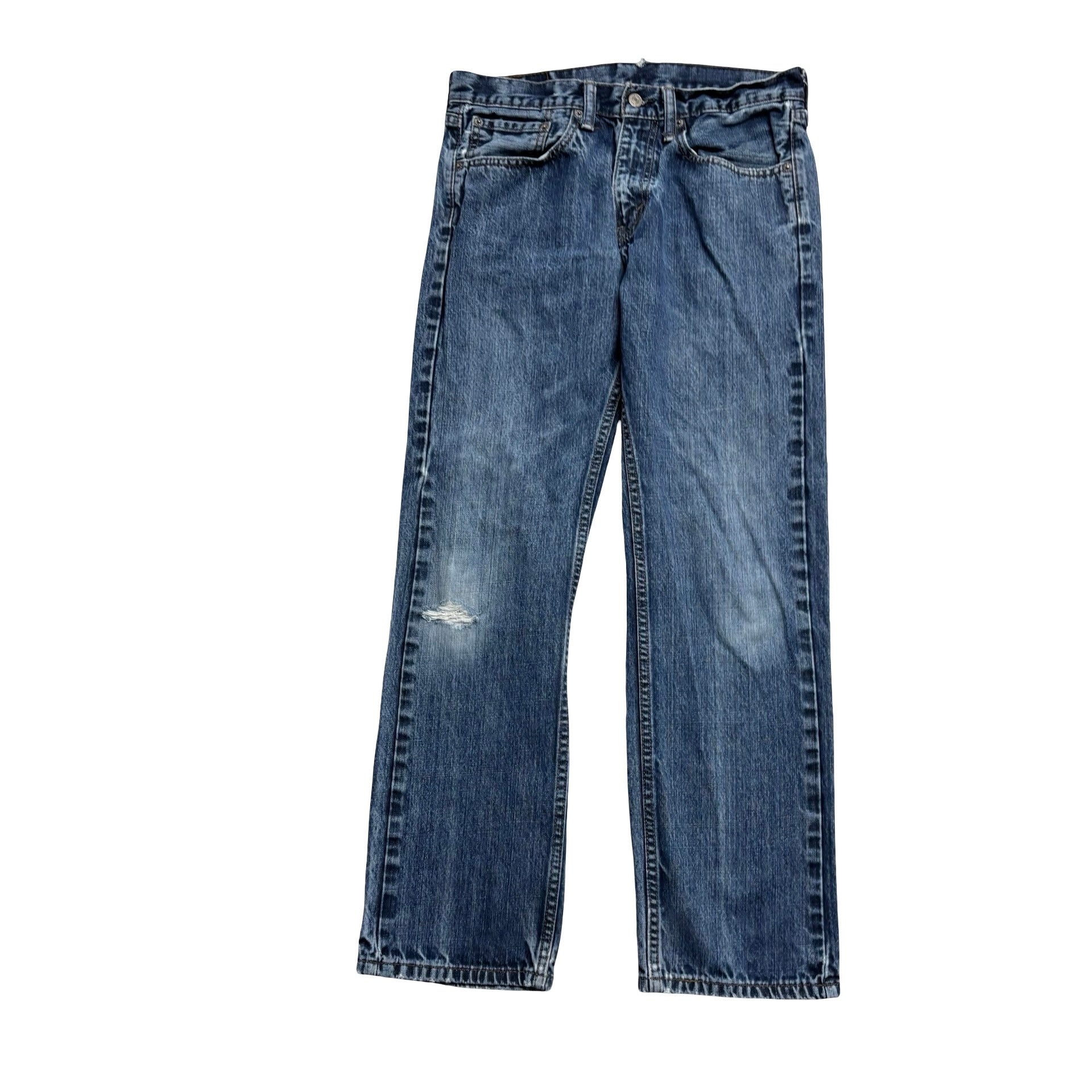 Levis 505 Jeans W30 L29 Mens Mid Blue Regular Straight Fit Denim (F)