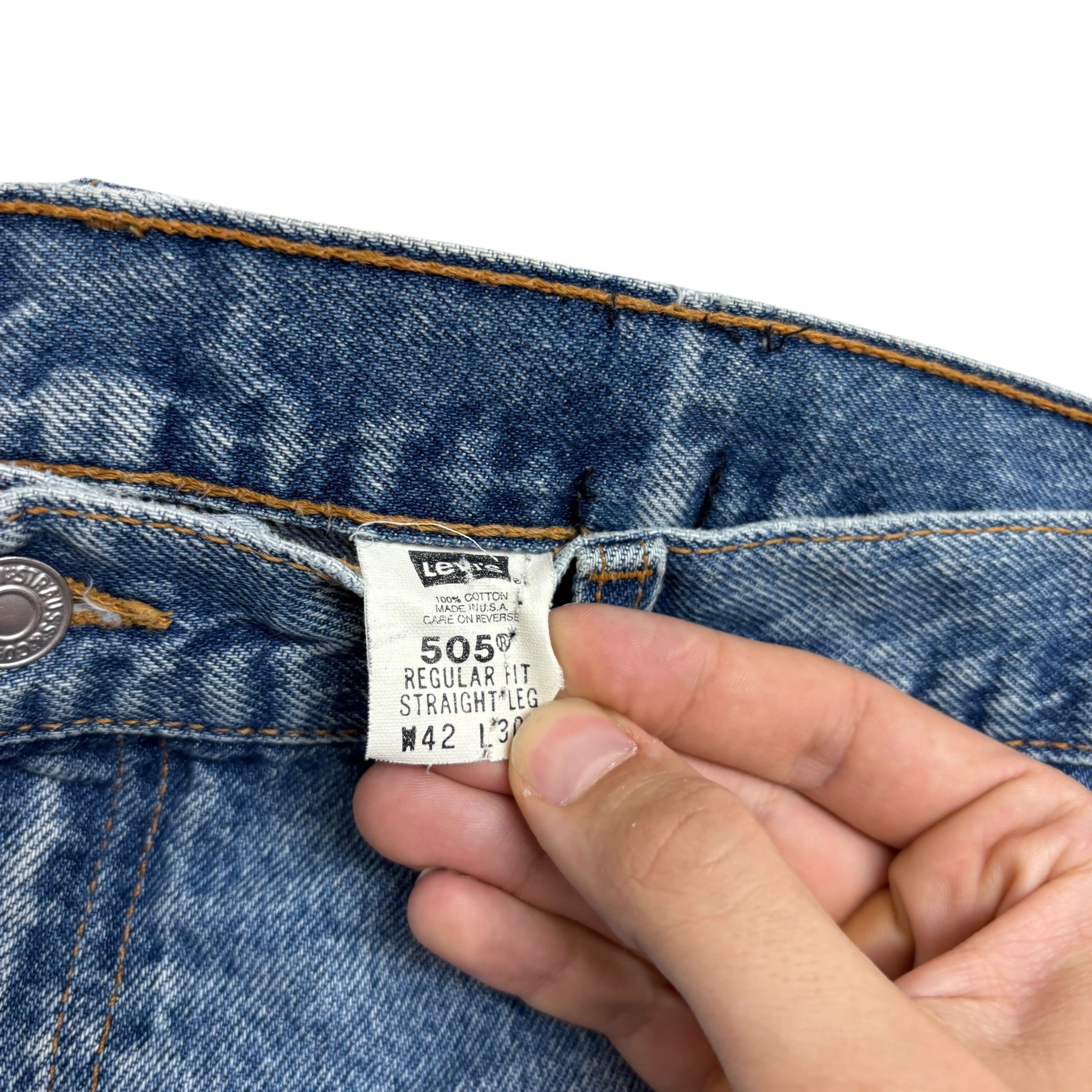 Levis 505 Jeans W40 L26 Mens Mid Blue Regular Straight Made In USA Vintage