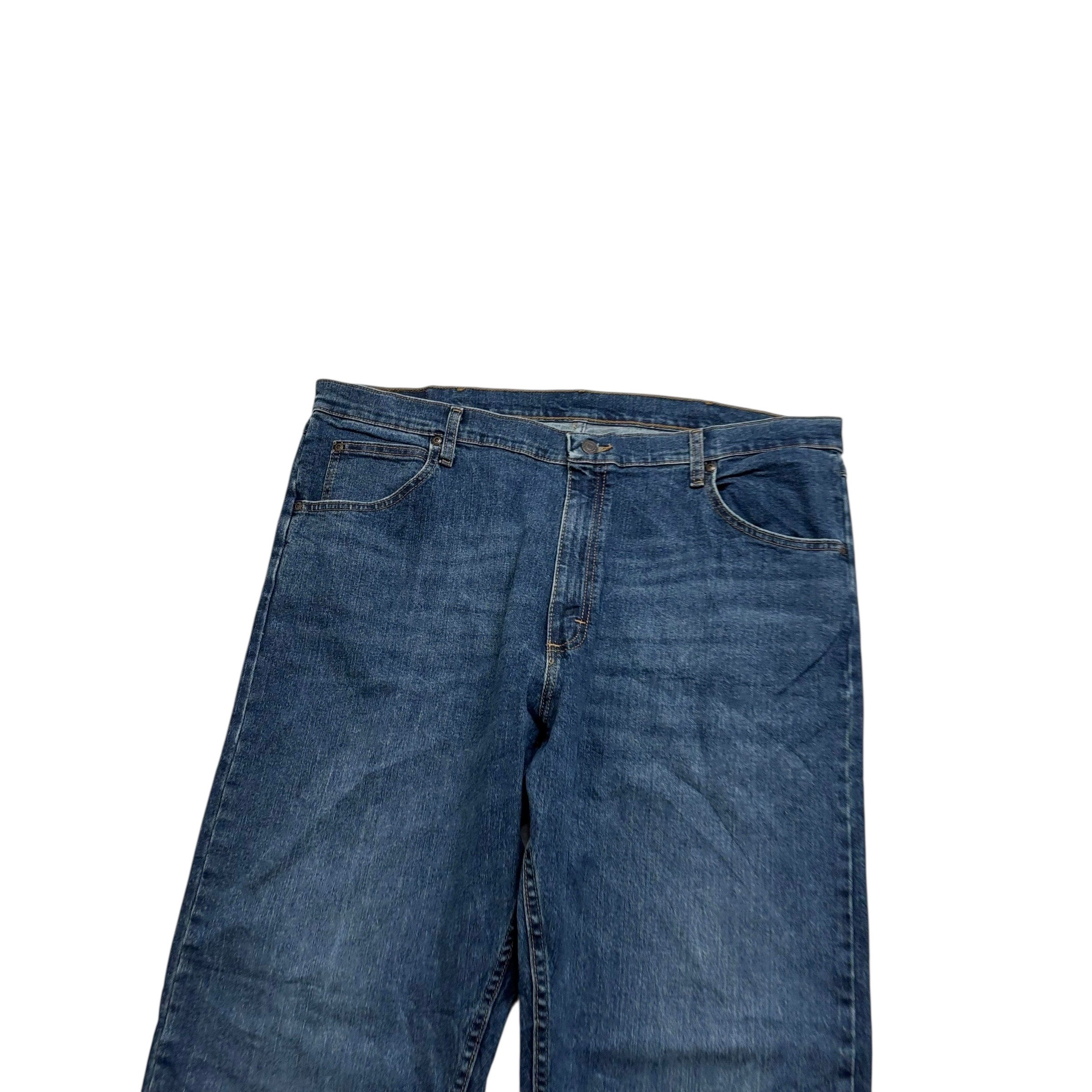 Wrangler Jeans W40 L32 Mens Dark Blue Relaxed Straight Fit Stretch Denim