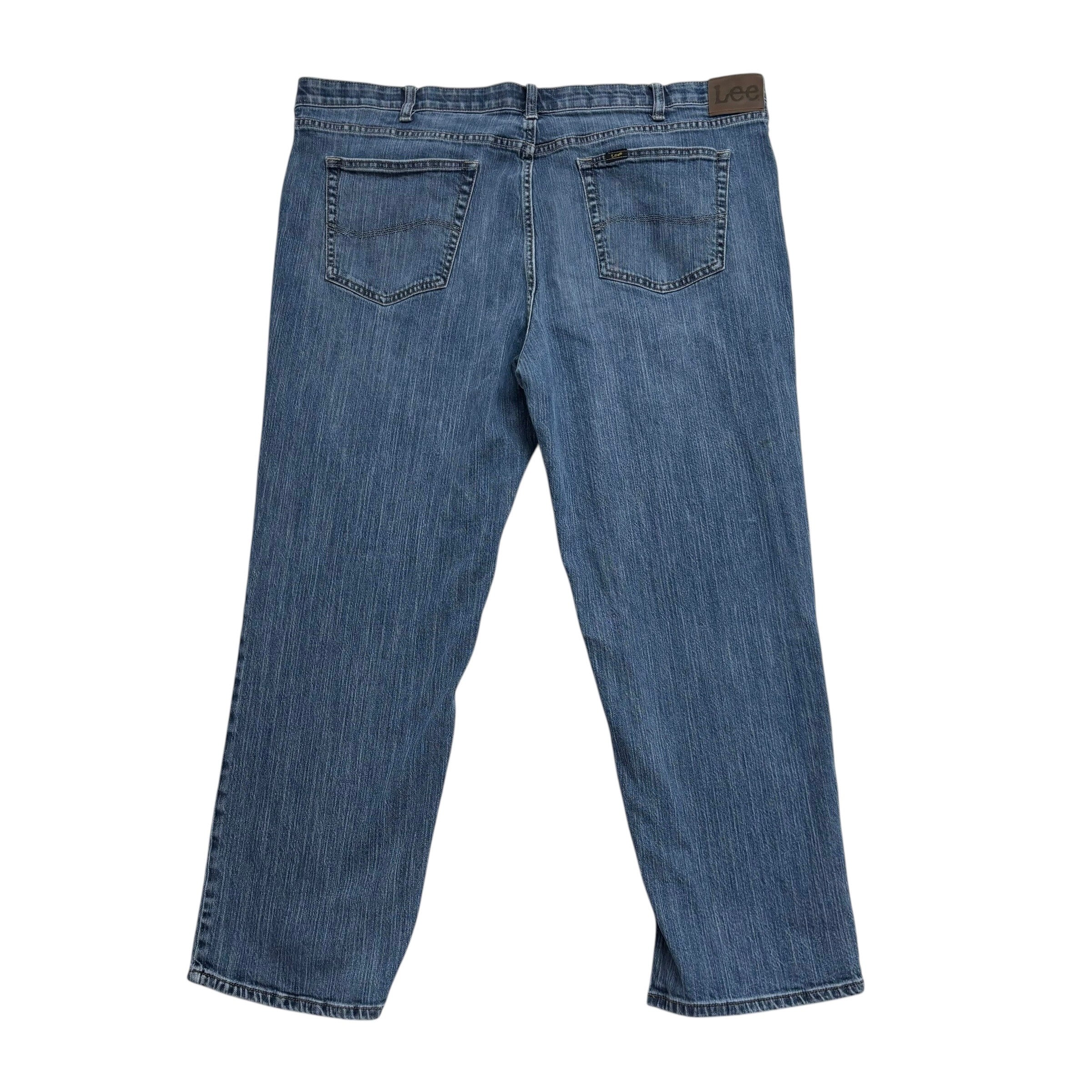 Lee Jeans W44 L29 Mens Mid Blue Relaxed Tapered Fit Stretch Denim