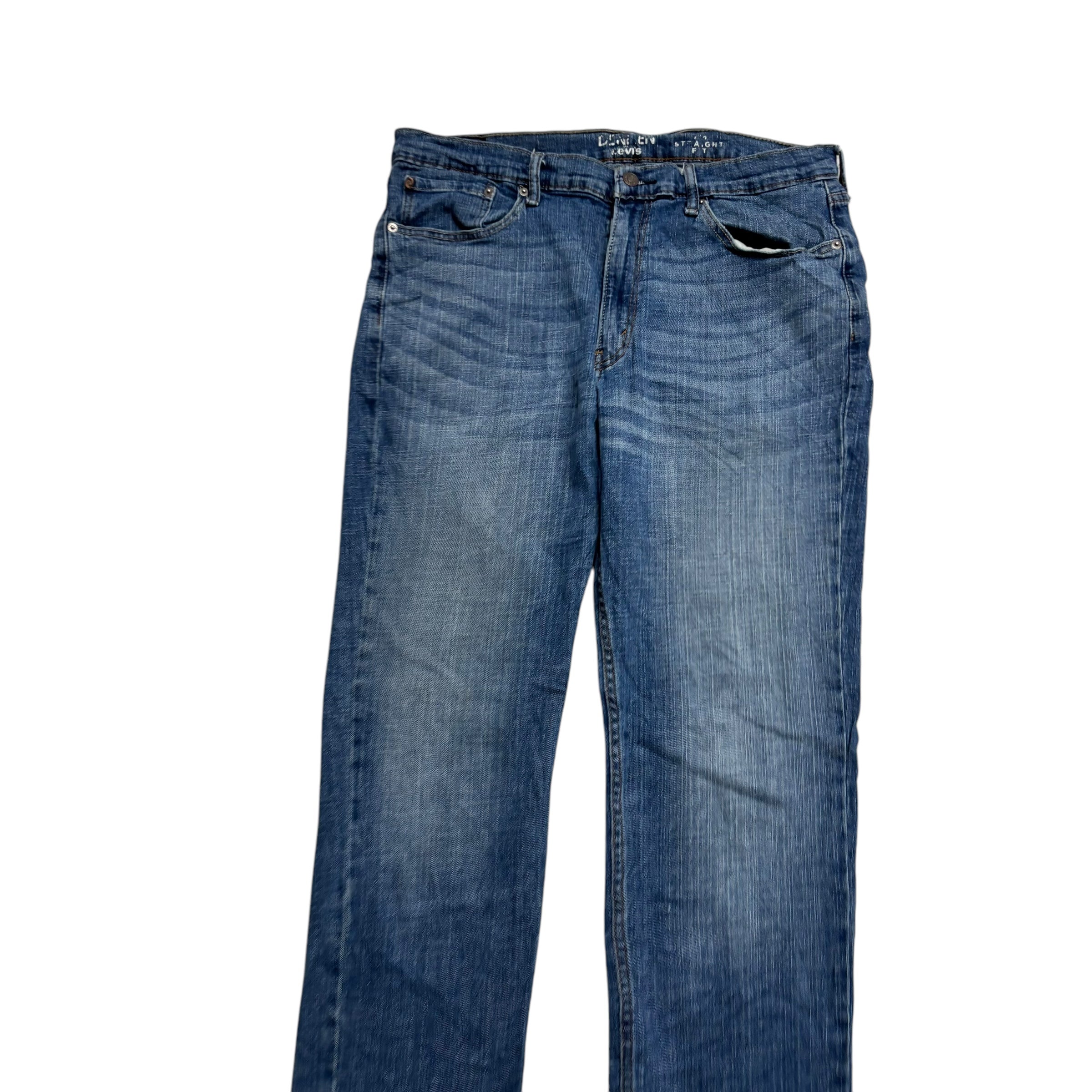 Levis 218 Denizen Jeans W36 L34 Mens Mid Blue Regular Straight Fit Stretch (E)