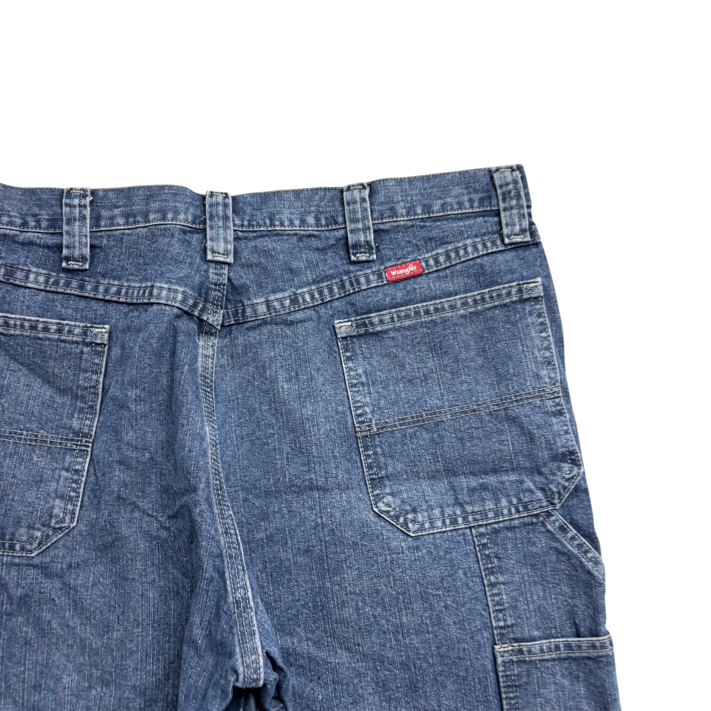 Wrangler Baggy Jorts W38 Mens Mid Blue Denim Shorts Relaxed Carpenter (E)