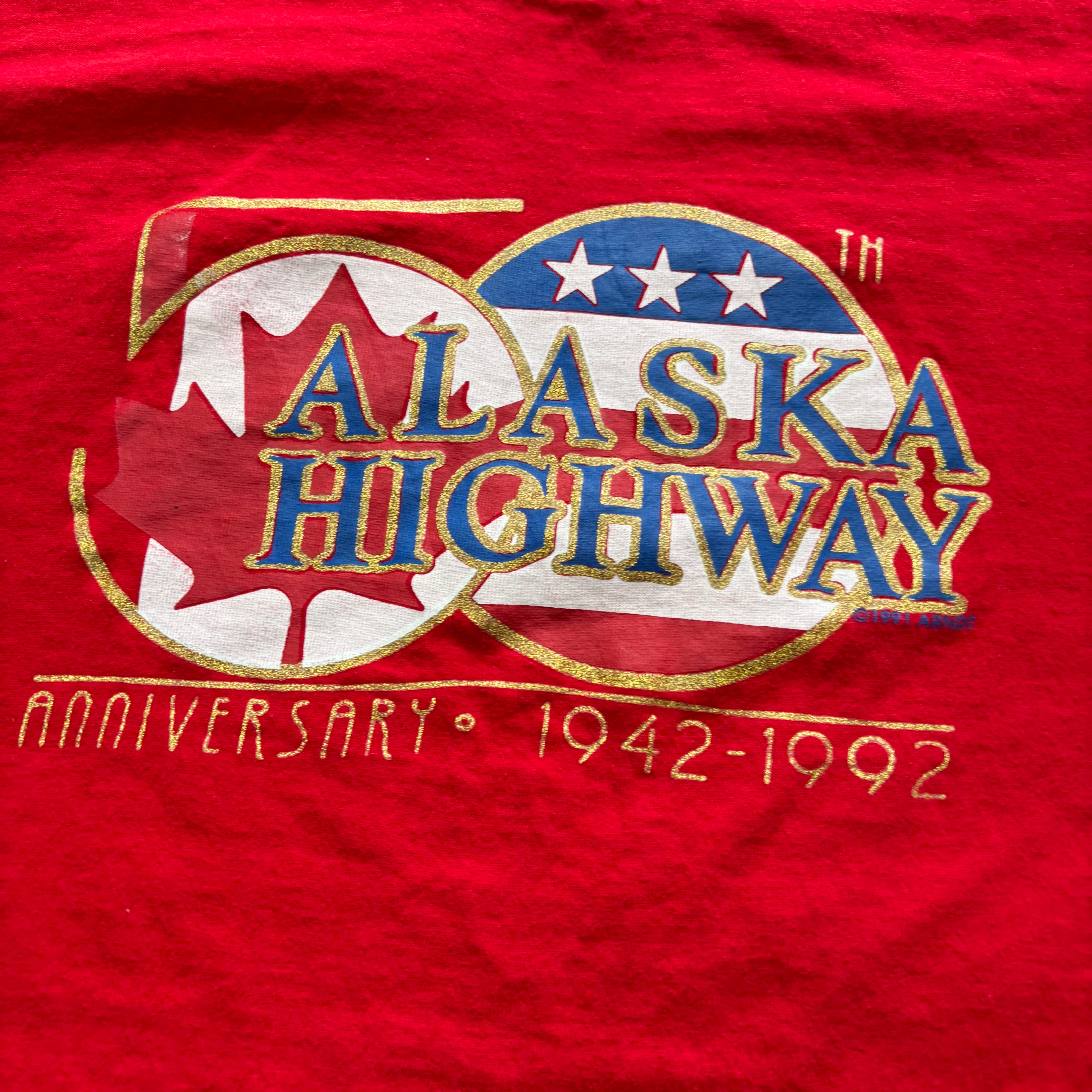 Vintage T Shirt Mens XL Red Single Stitch Graphic Print 90s USA Tourist (E)