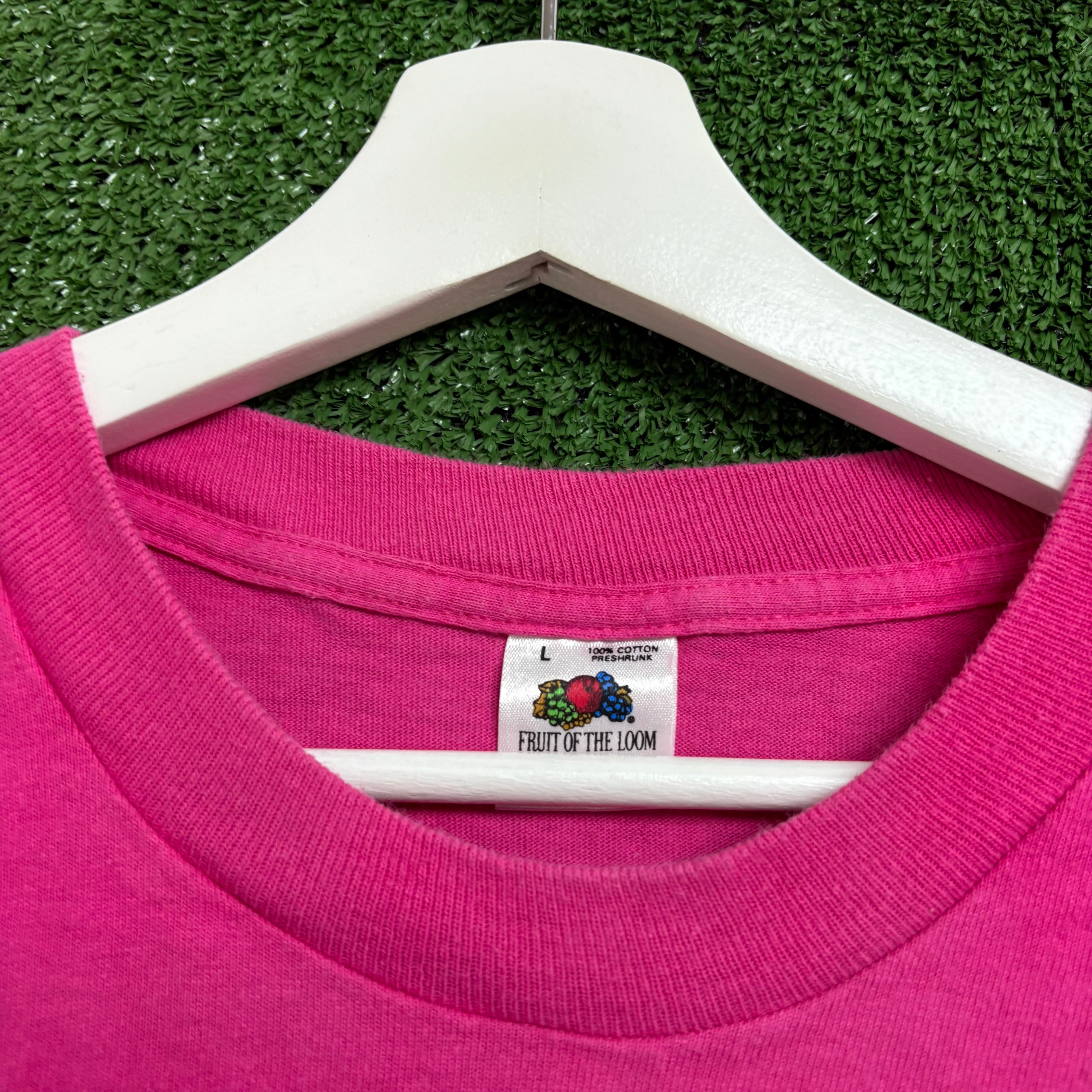 Vintage T Shirt Mens Medium Pink Single Stitch Graphic Print 90s Flowers FOTL