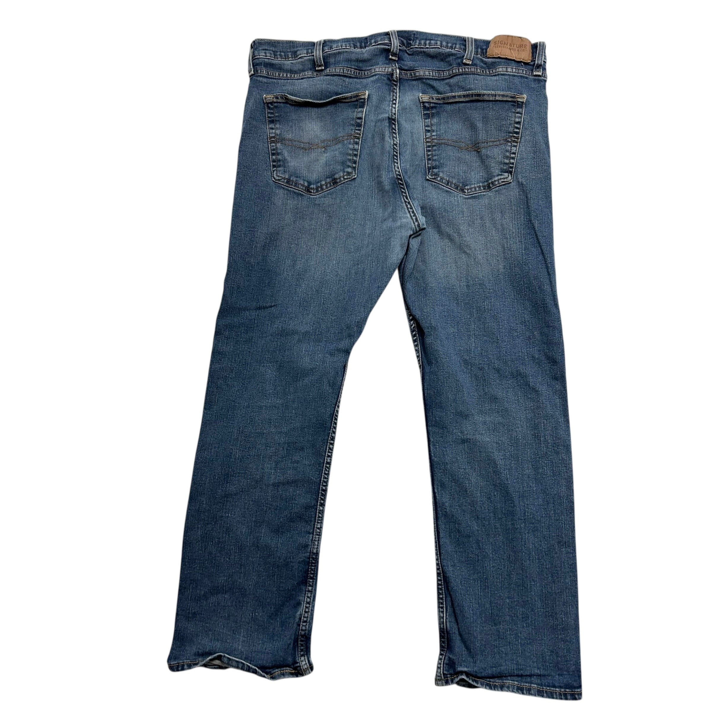 Levis Signature Jeans W38 L29 Mens Mid Blue Regular Straight Fit Stretch Denim