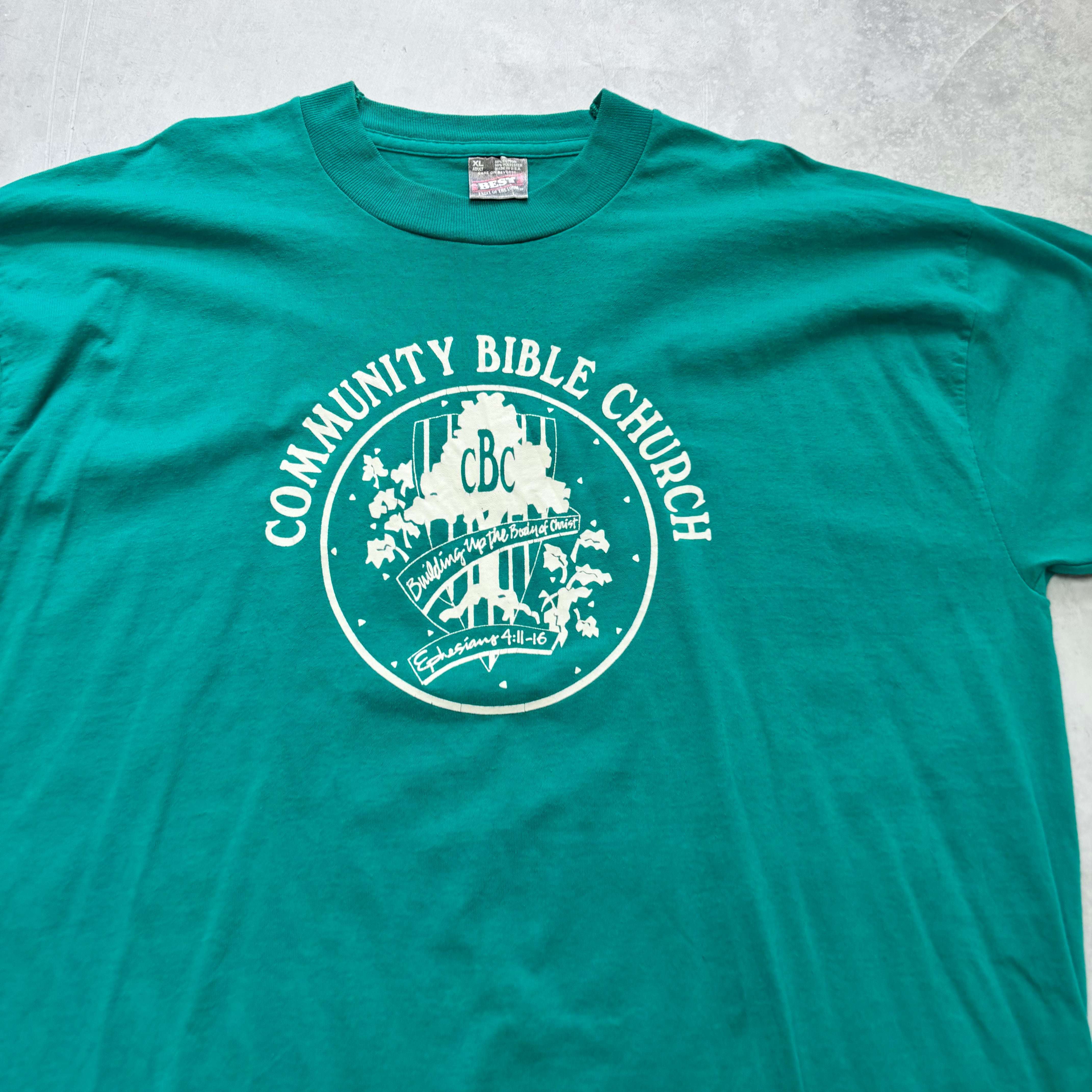 Vintage T Shirt Mens XL Teal Green Single Stitch Graphic Print 90s USA (E)