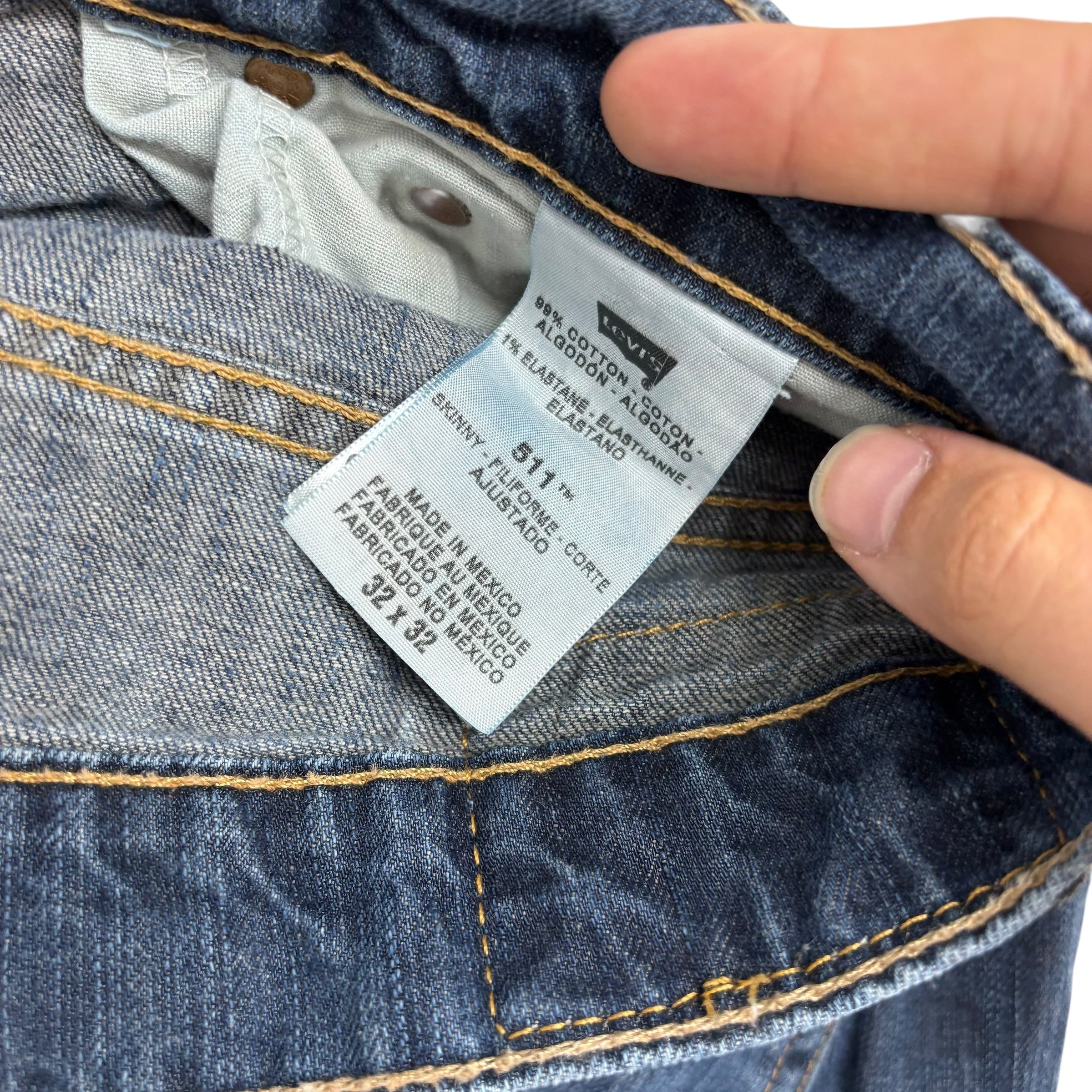 Levis 511 Jeans W32 L32 Mens Dark Blue Slim Fit Stretch Vintage Denim