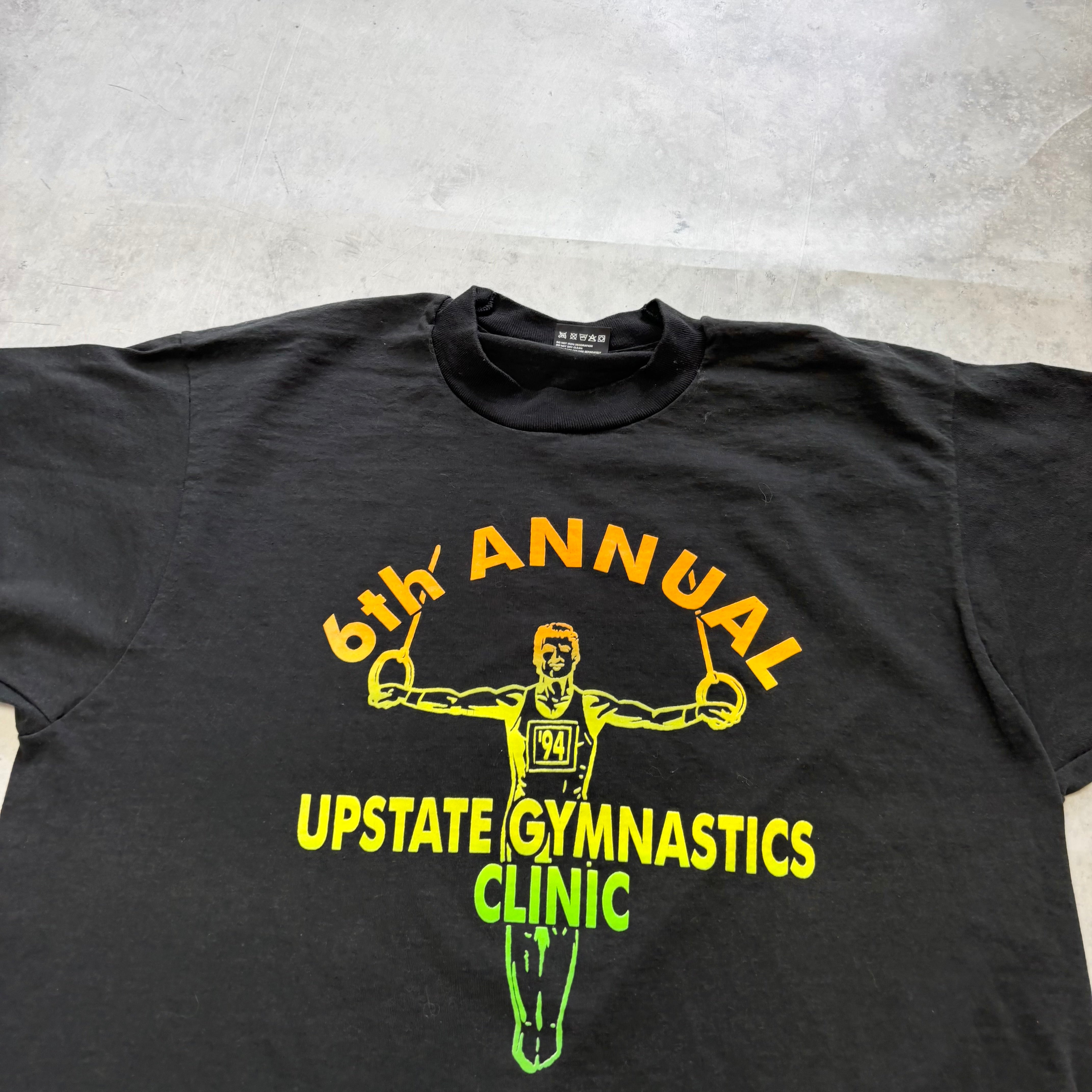 Vintage T Shirt Mens Medium Black Single Stitch Graphic Print 90s Gymnastics (E)