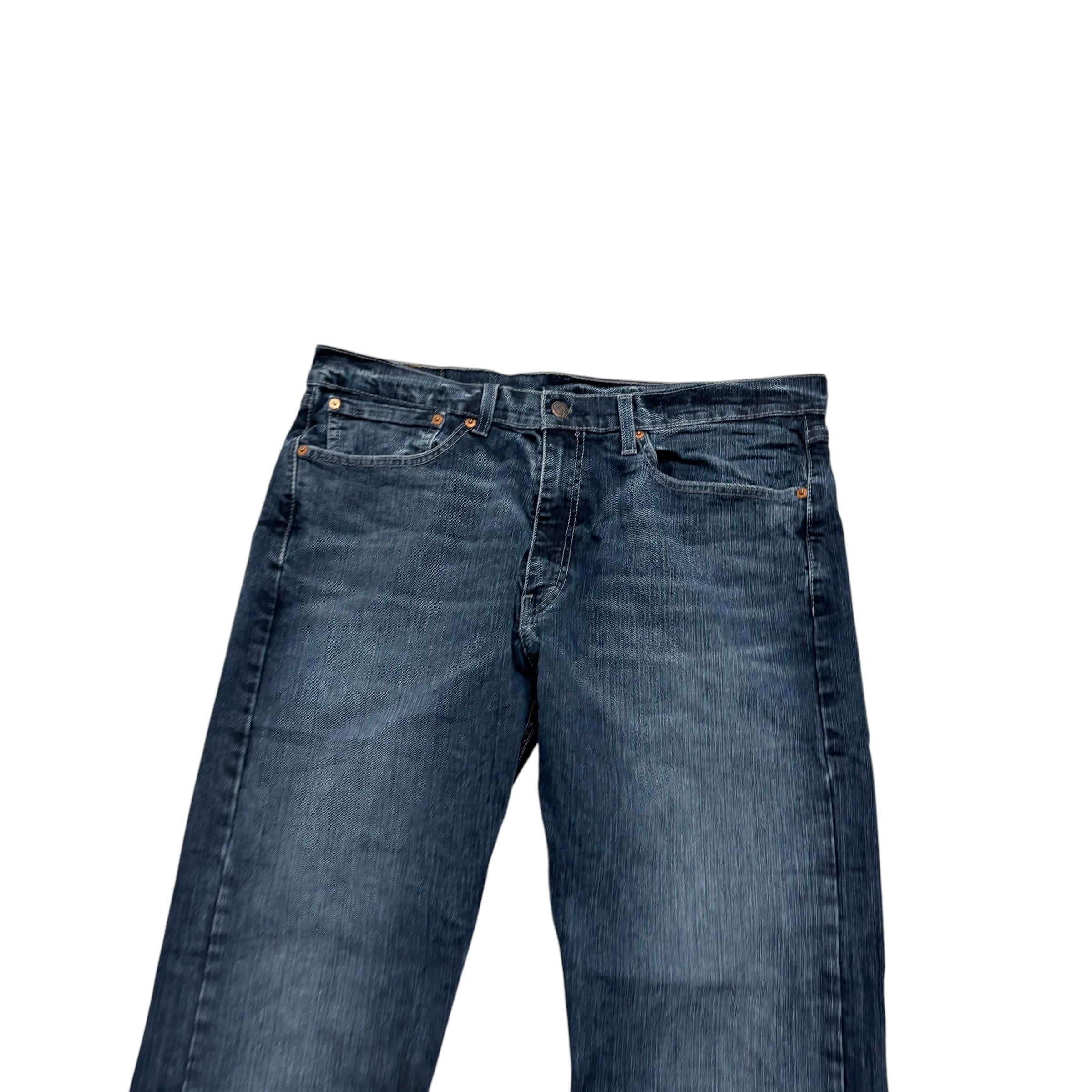 Levis 505 Jeans W36 L30 Mens Dark Blue Regular Straight Fit Stretch Denim (E)