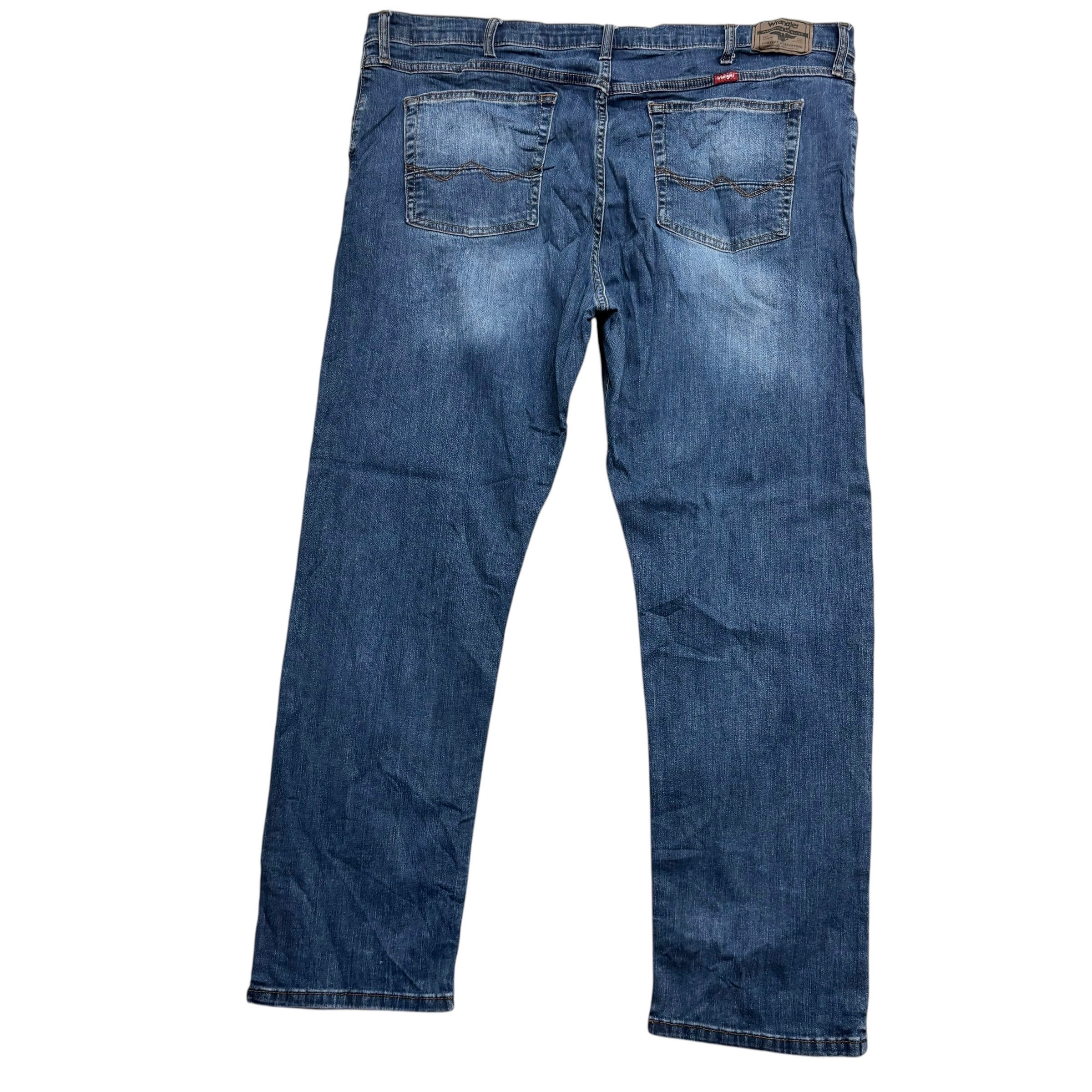 Wrangler Jeans W42 L30 Mens Mid Blue Slim Straight Fit Stretch Denim (E)