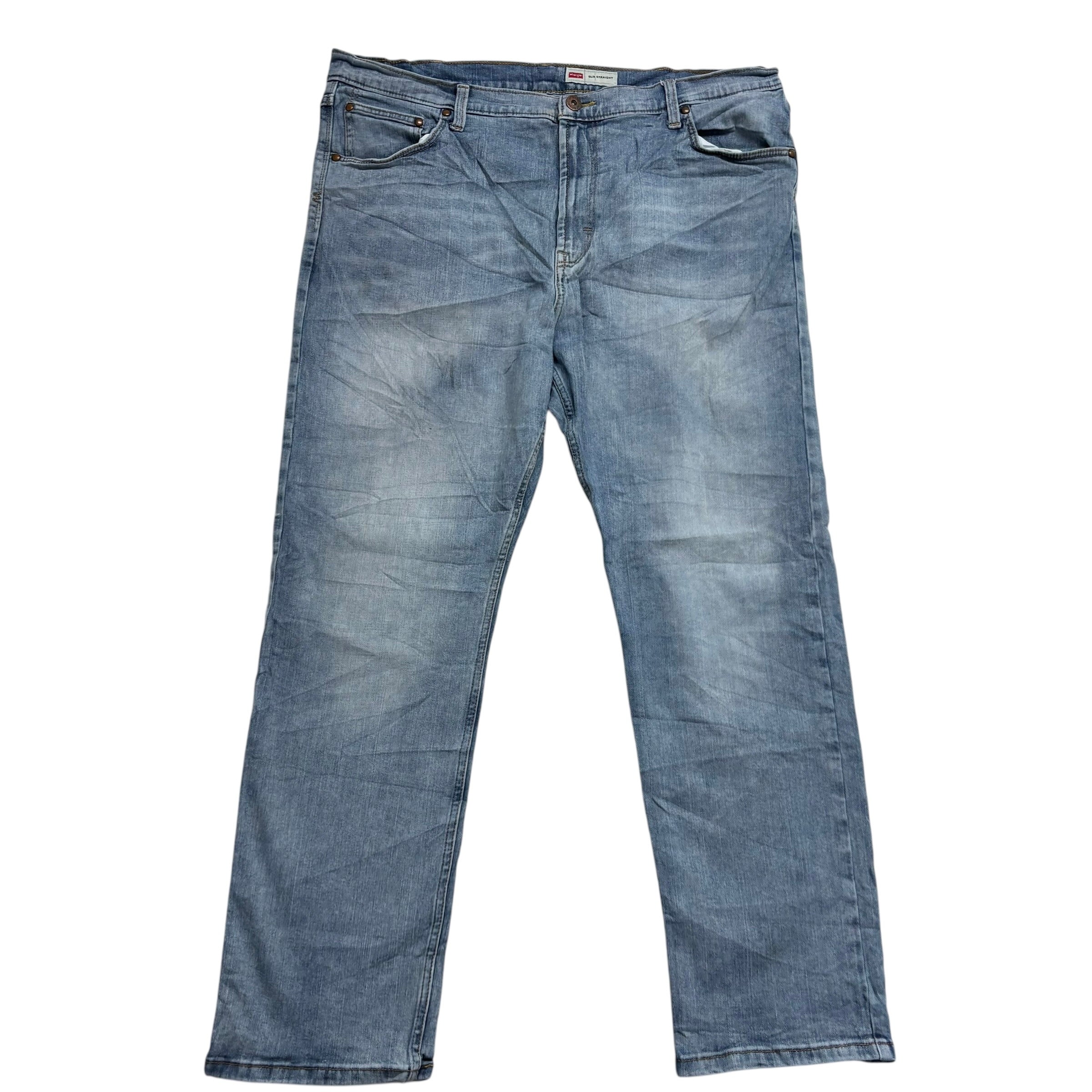 Wrangler Jeans W40 L30 Mens Light Blue Slim Straight Fit Stretch Denim