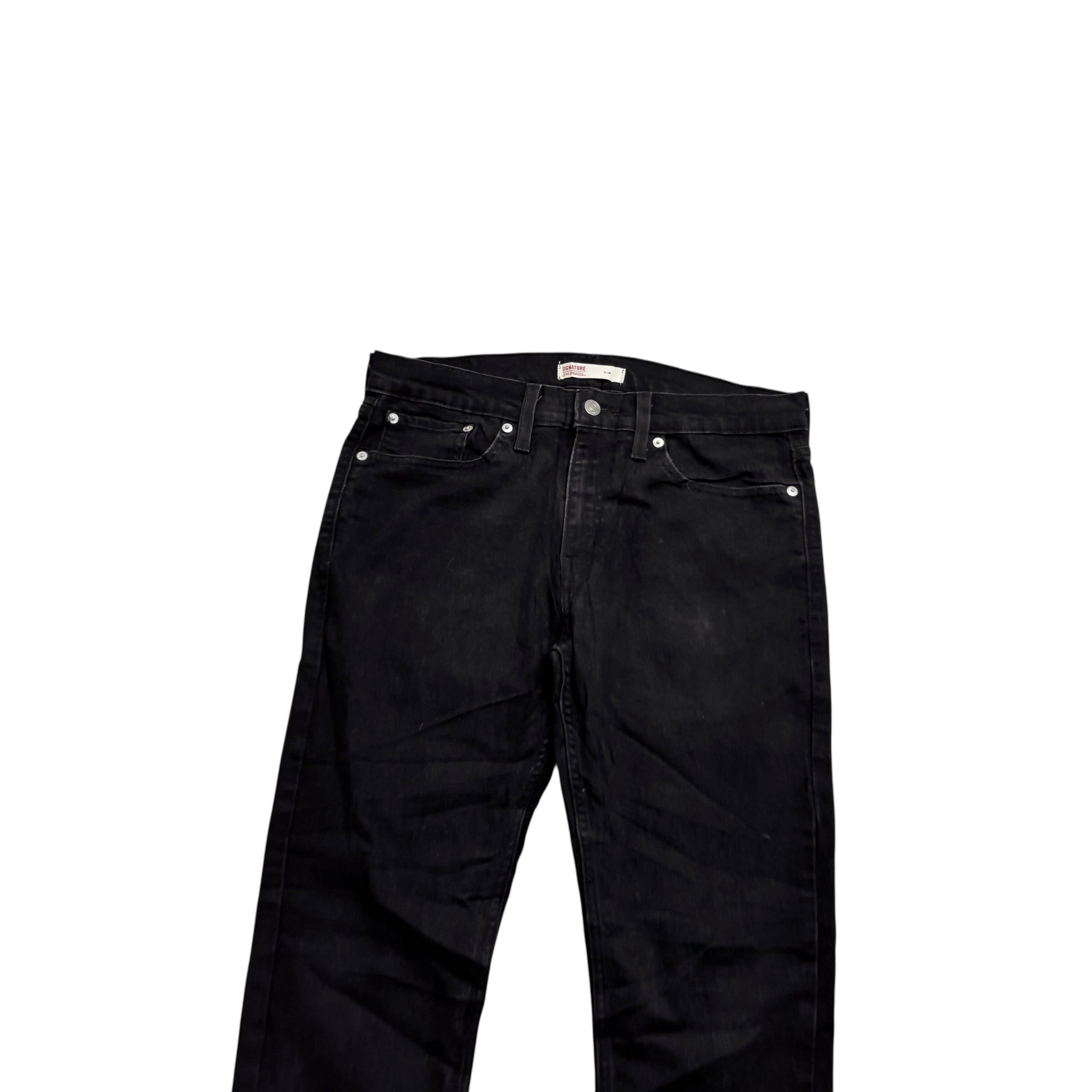 Levis Signature Jeans W32 L30 Mens Black Slim Fit Stretch Denim (E)