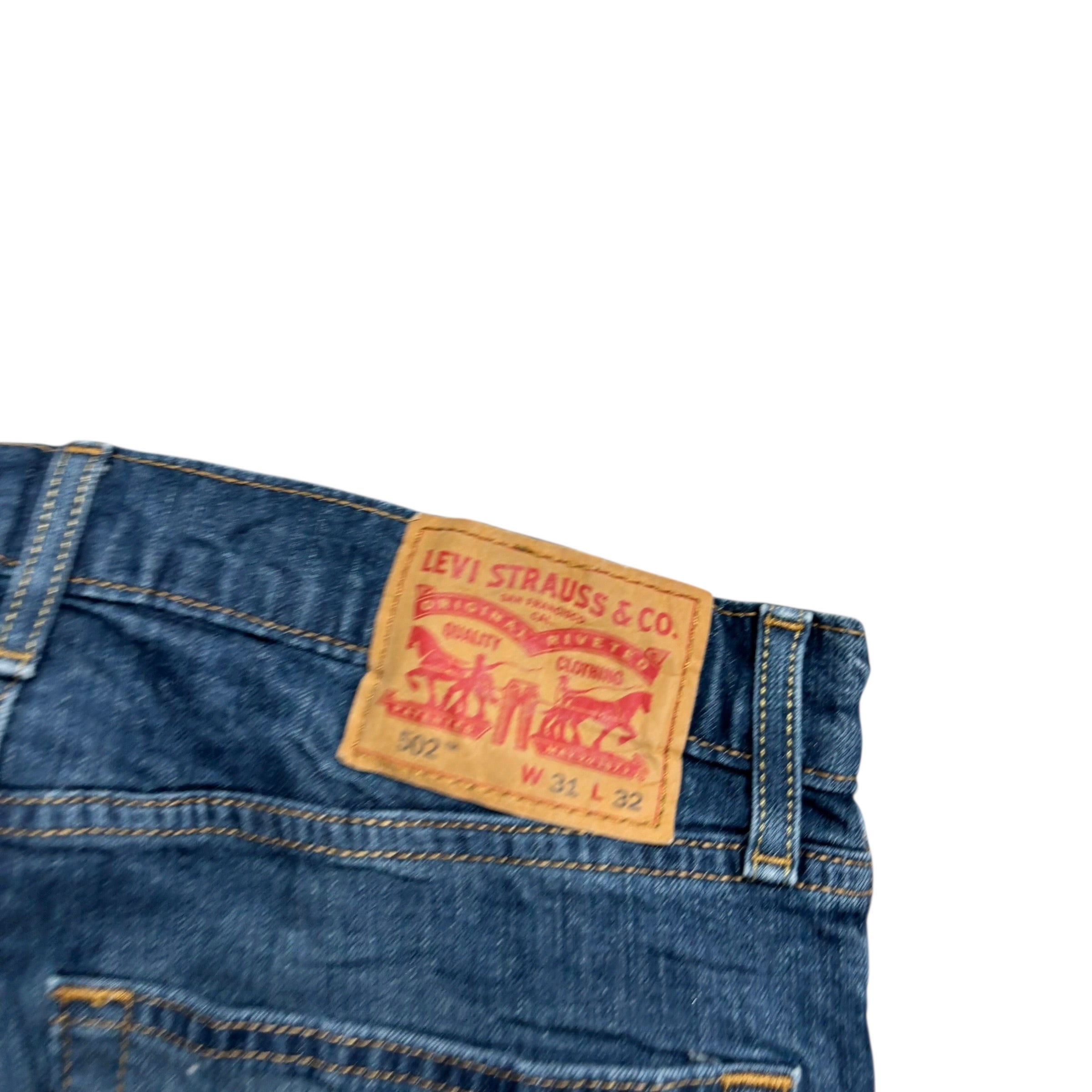Levis 502 Jeans W31 L31 Mens Dark Blue Regular Tapered Fit Stretch Denim (E)