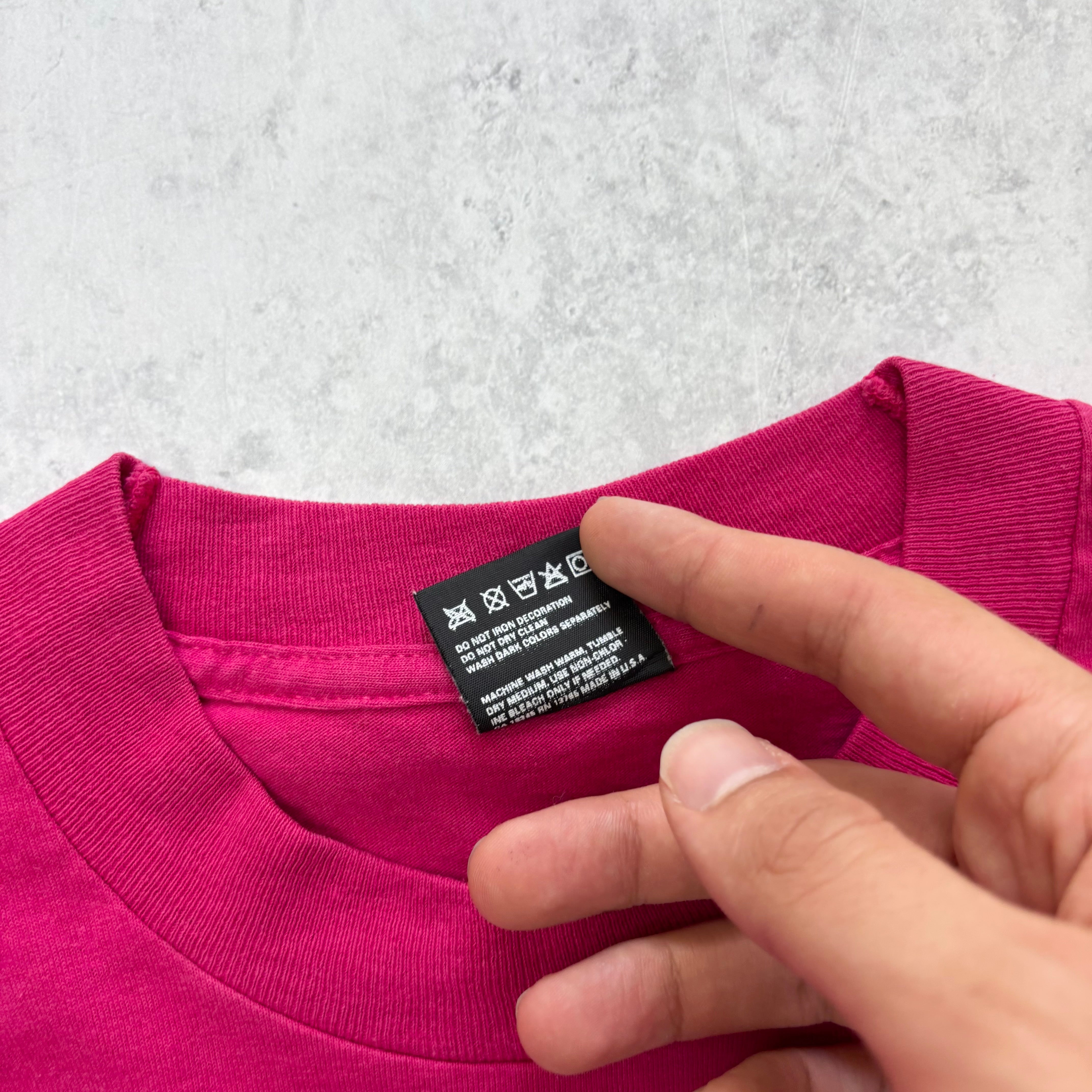 Vintage T Shirt Mens Small Pink Single Stitch Graphic Print 90s USA Tourist (E)