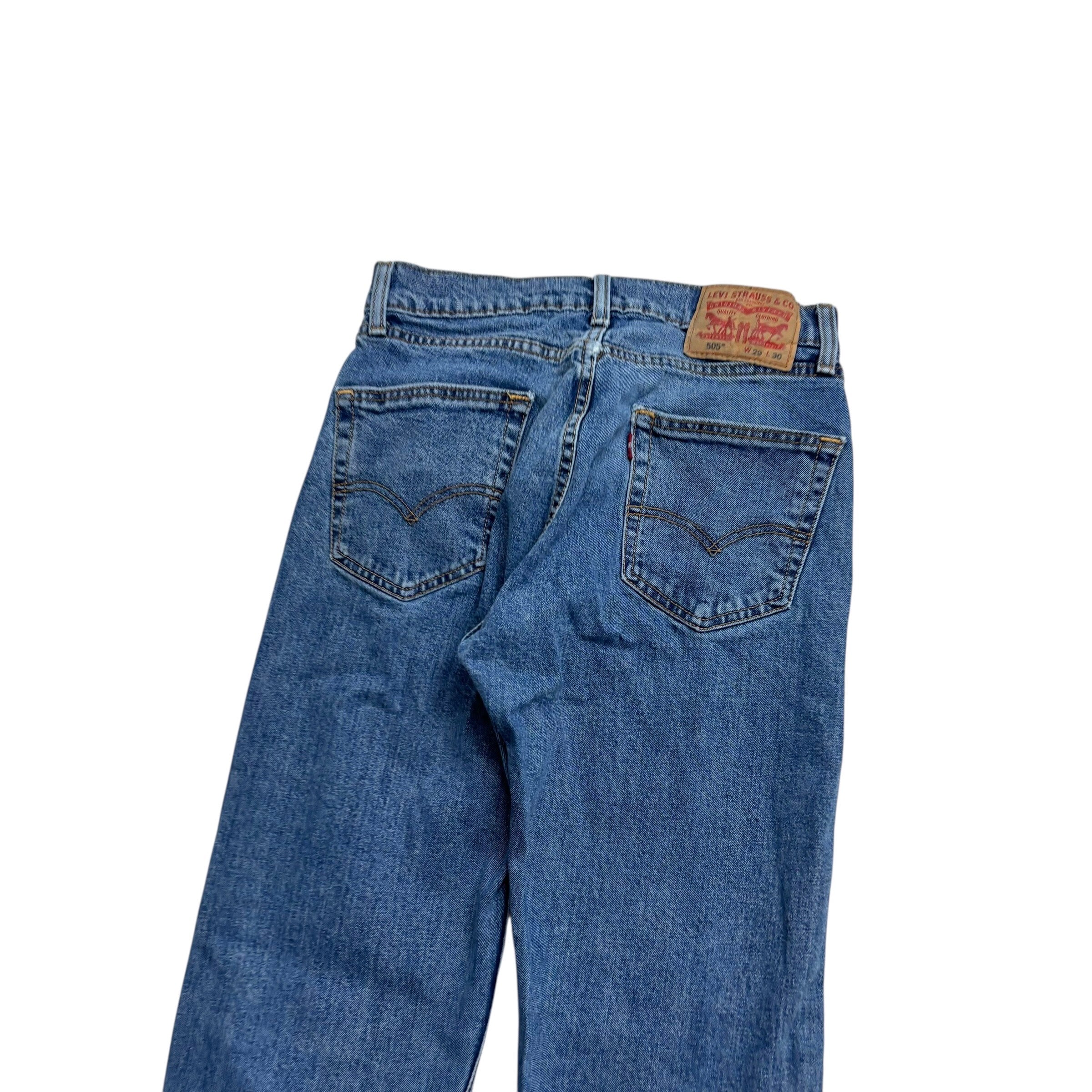 Levis 505 Jeans W27 L30 Mens Mid Blue Regular Straight Fit Stretch Denim