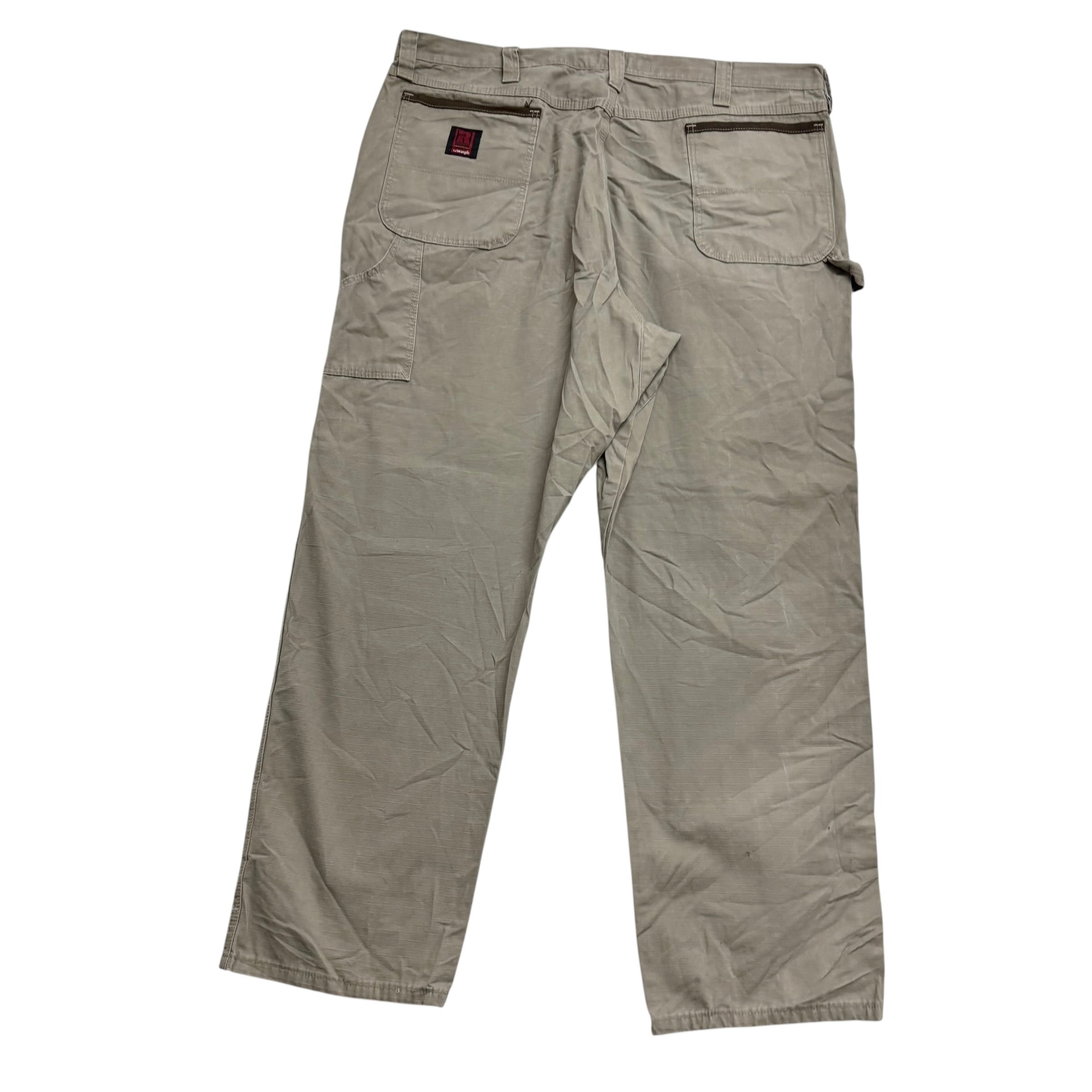 Wrangler Carpenter Pants W42 L32 Mens Beige Relaxed Straight Fit Trousers