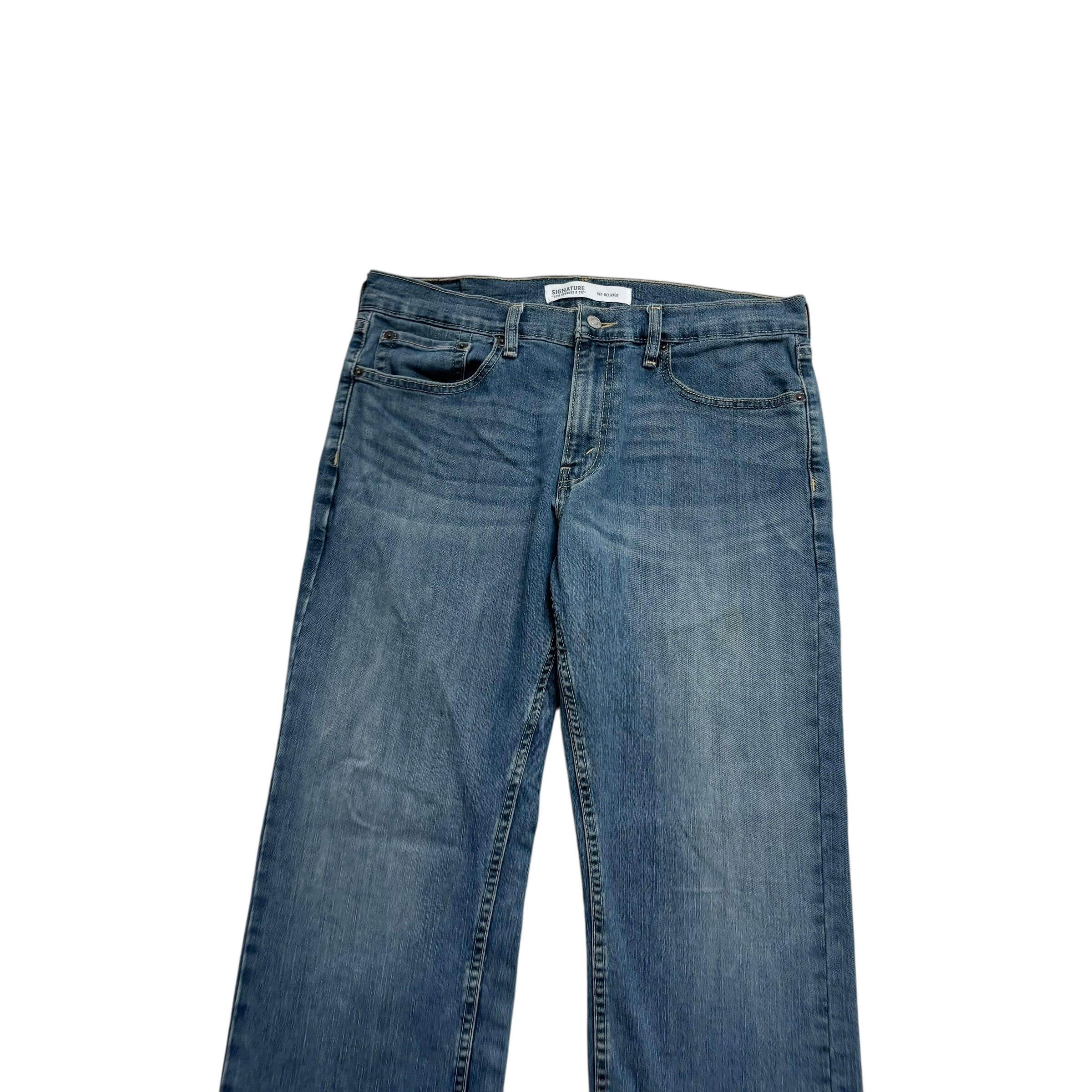 Levis Signature Jeans W33 L30 Mens Dark Blue Relaxed Straight Fit Stretch Denim